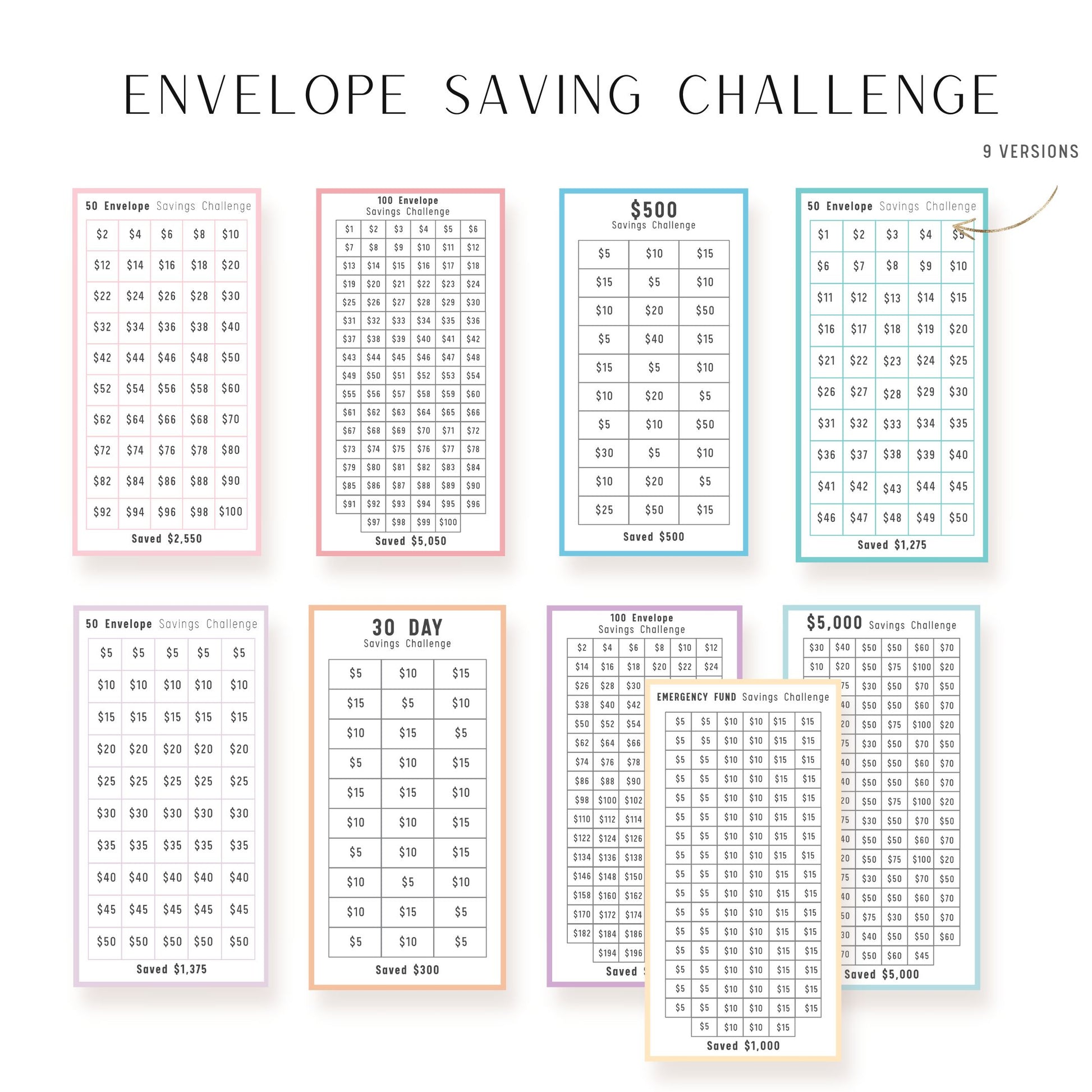 Envelope A6 Saving Challenge Printable Bundle