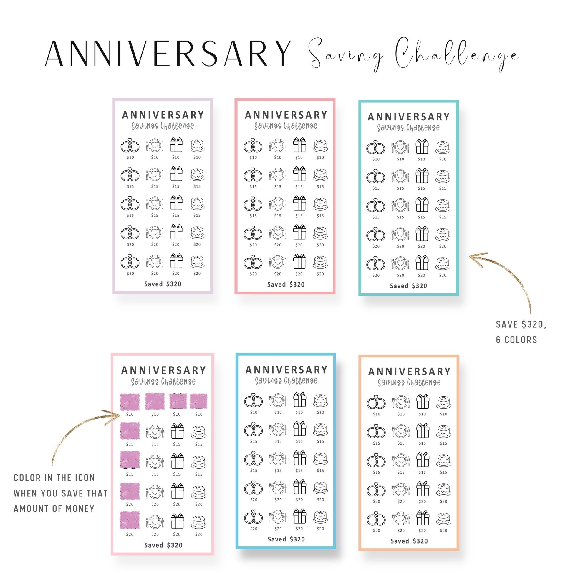 Anniversary A6 Saving Challenge Printable Bundle