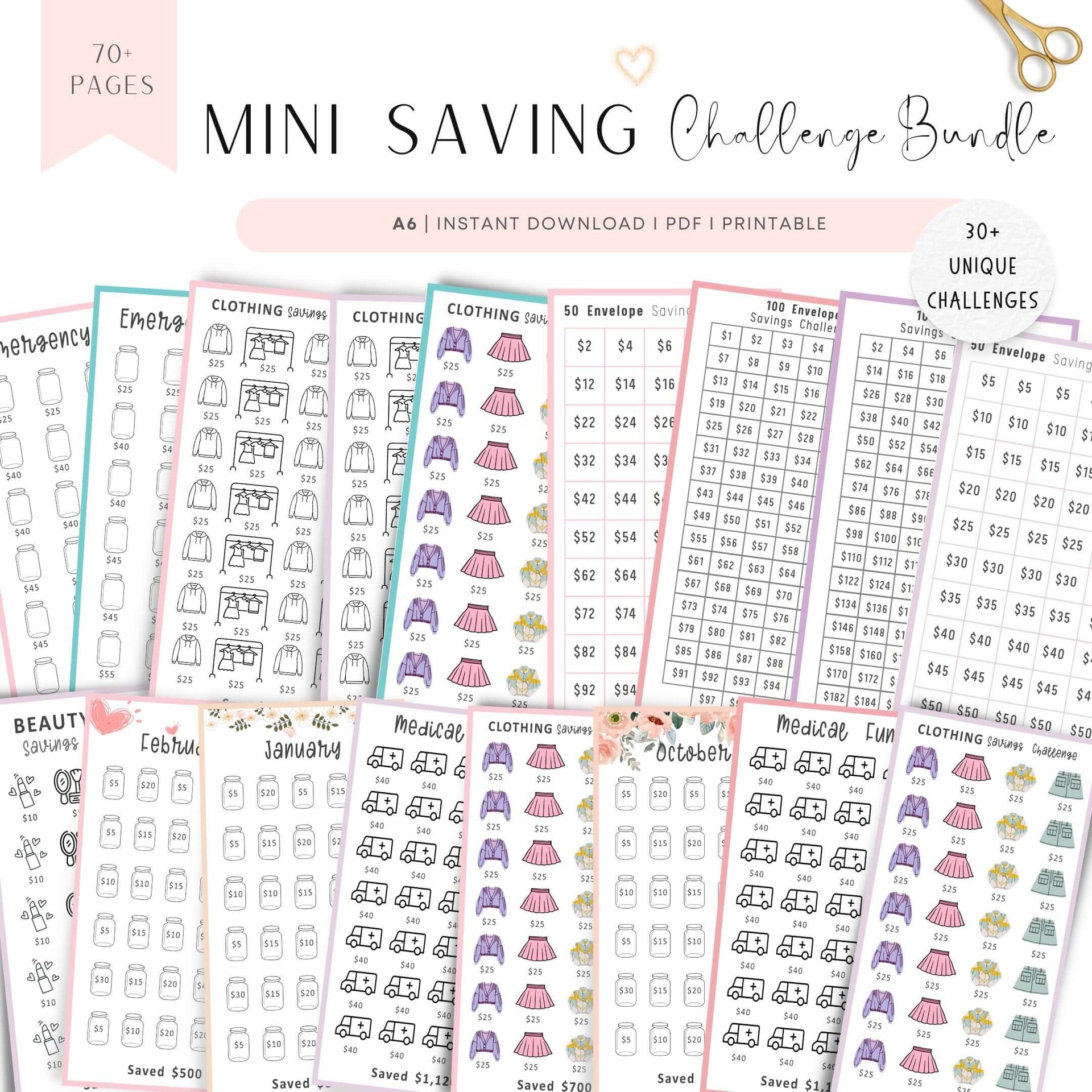 A6 Saving Challenge Printable Bundle - M435 – mrsneat for Free A6 Savings Challenge Printables