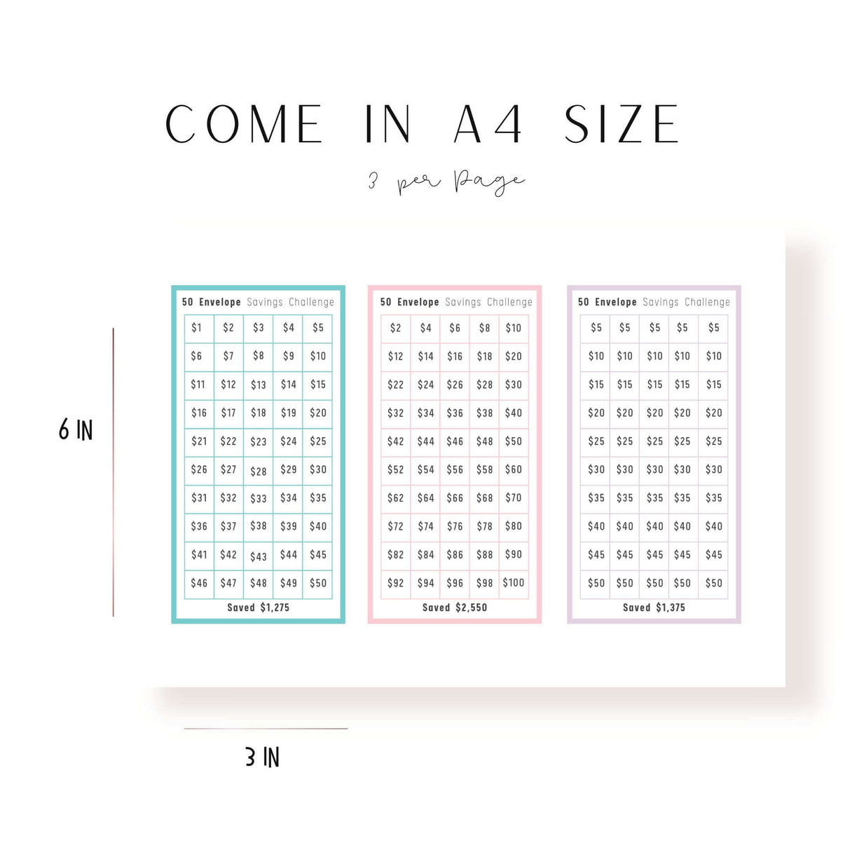 A6 Saving Challenge Printable Bundle - M435 – mrsneat