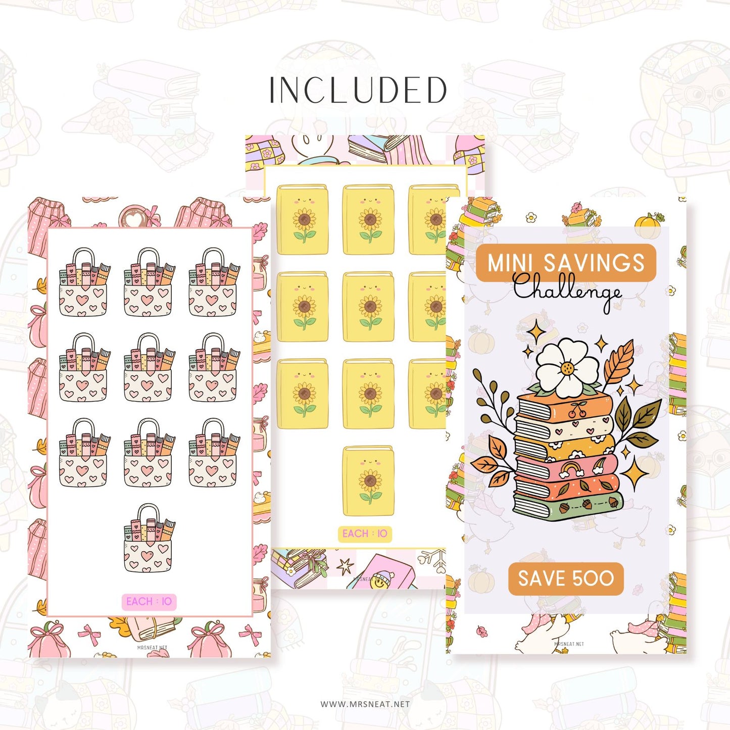 Set of planner stickers with various designs on a white background