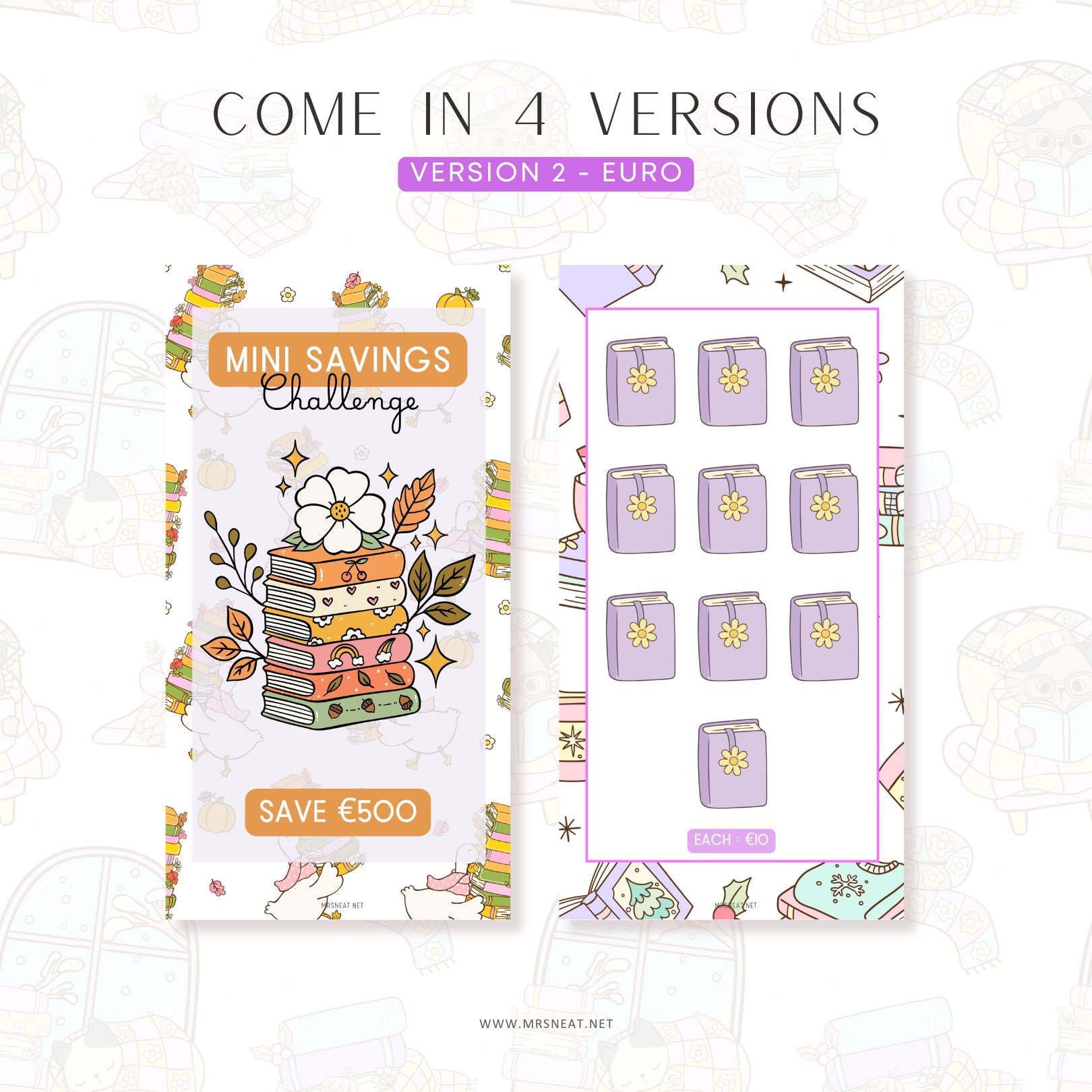 Product packaging with 'Mini Savings Challenge' and 'Save €500' text on a white background.