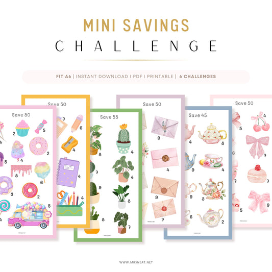 6 Mini Savings Challenges Printable Save $300