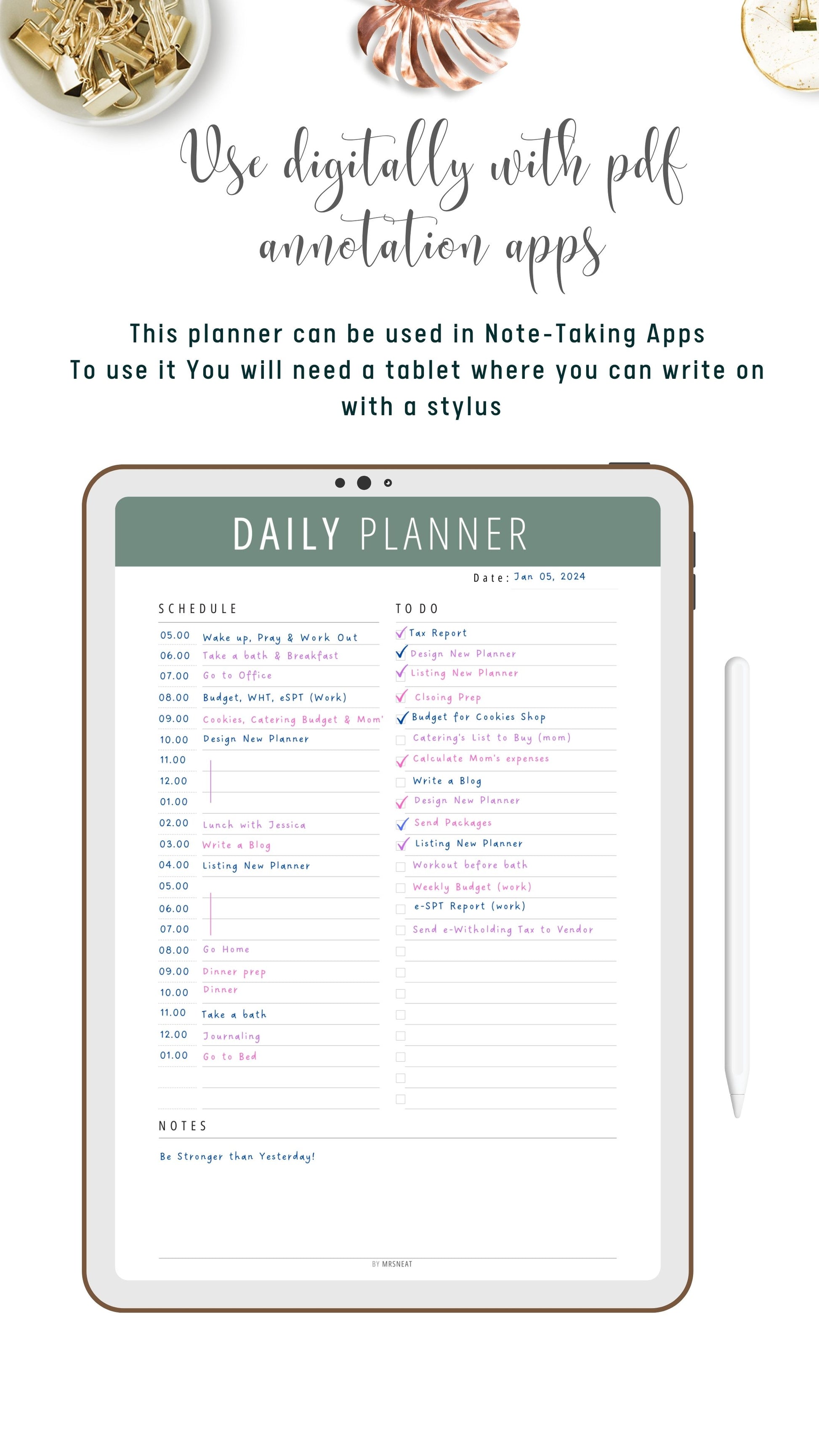 Colorful Minimalist Daily Planner