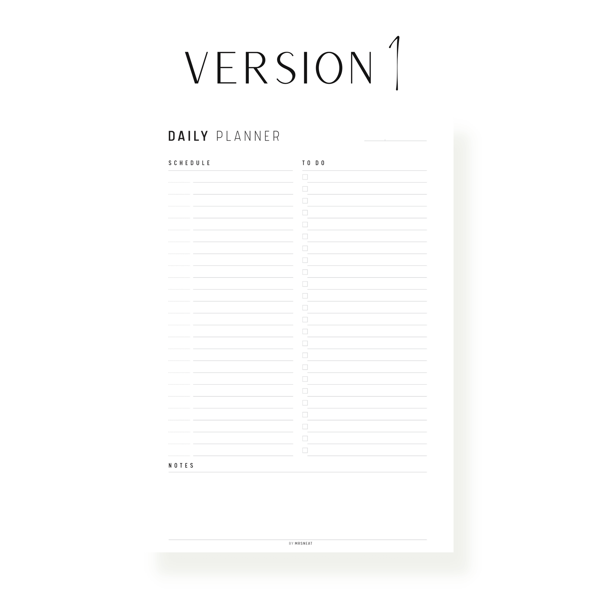 Minimalist Daily Planner Printable, Daily Planner Page, Fillable Daily Schedule, Daily To Do list, A4, A5, Letter, Half Letter, PDF