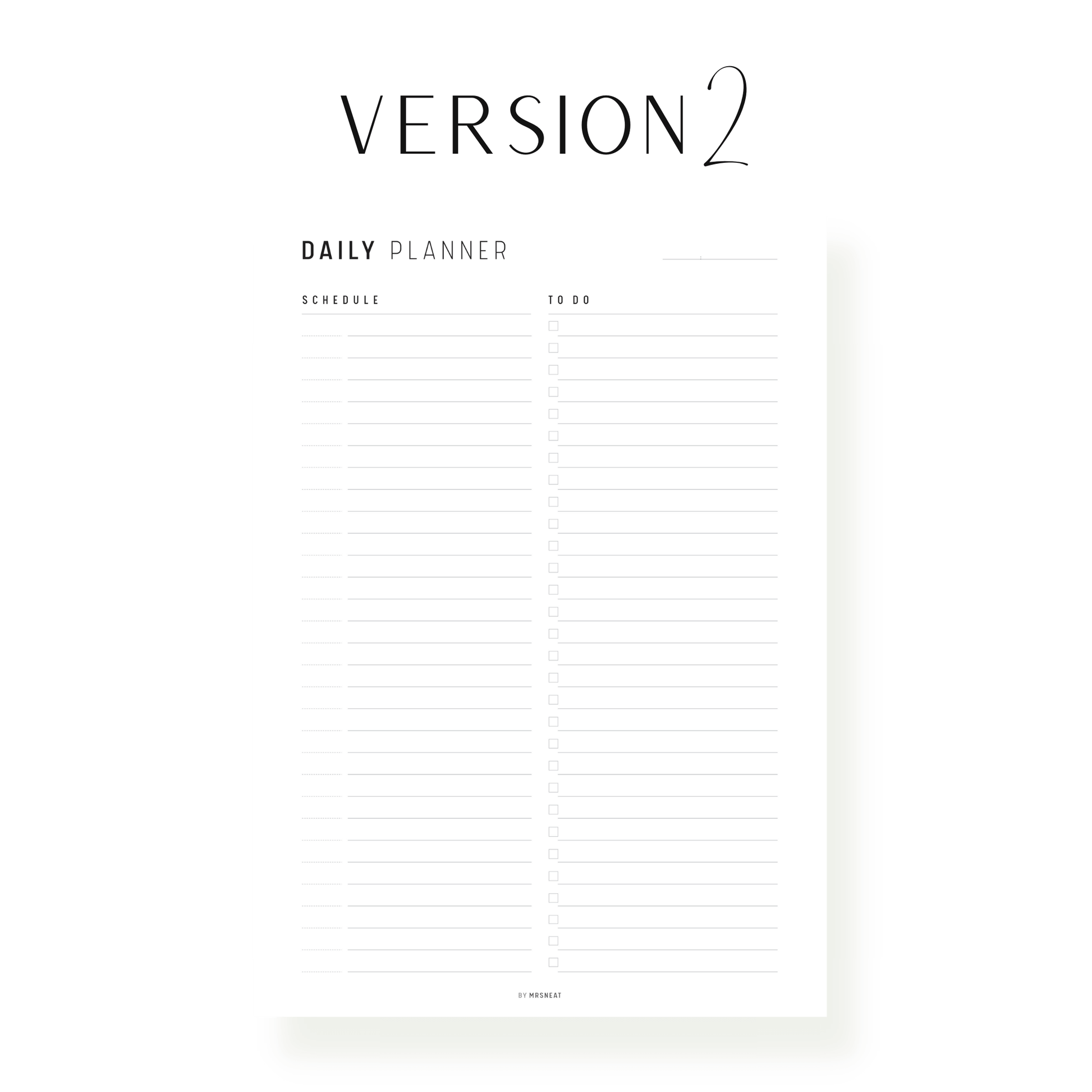 Minimalist Daily Planner Printable, Daily Planner Page, Fillable Daily Schedule, Daily To Do list, A4, A5, Letter, Half Letter, PDF