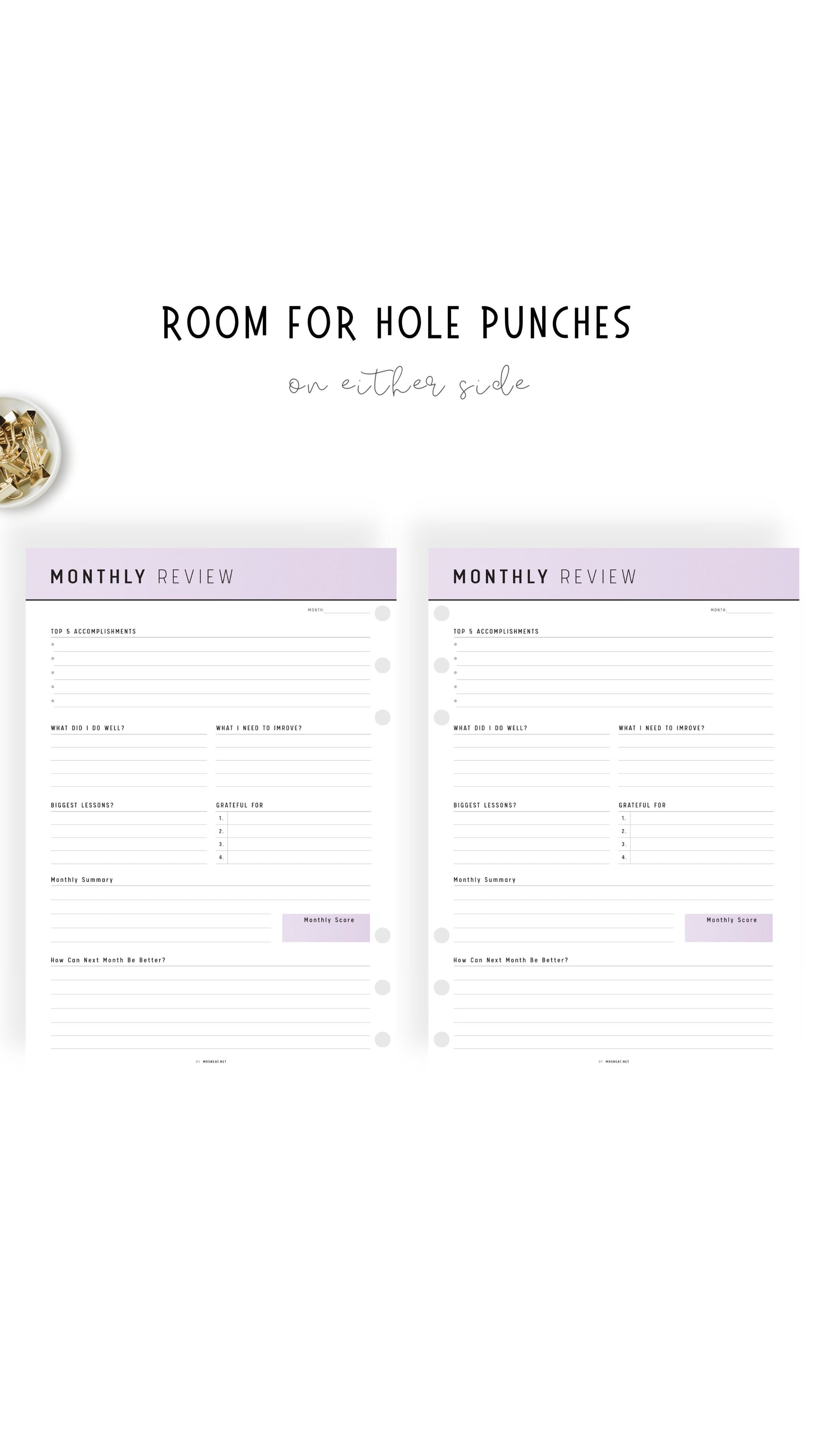 Lilac Monthly Review Template Printable