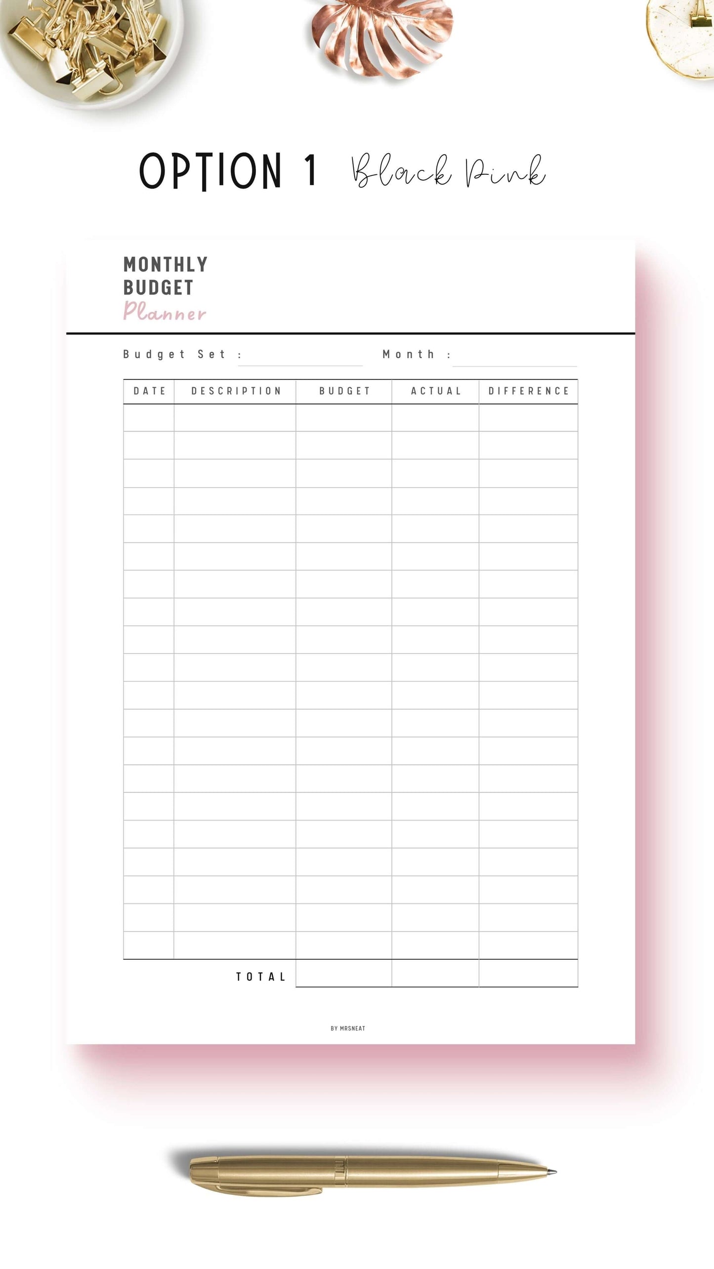 Monthly Budget Planner Printable, Budget Sheet, PDF, A4, A5, Letter, 3 color options