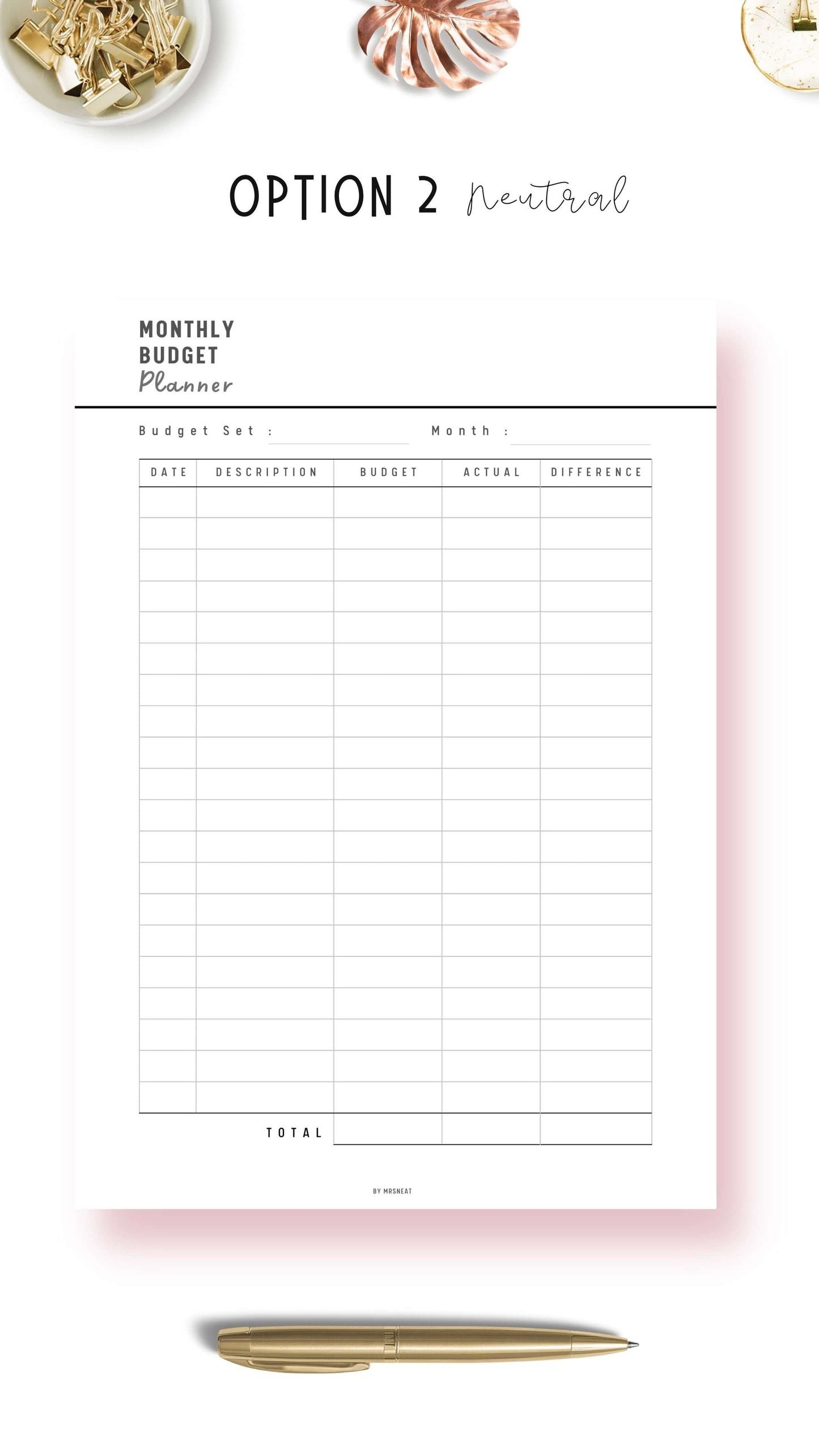 Monthly Budget Planner Printable, Budget Sheet, PDF, A4, A5, Letter, 3 color options