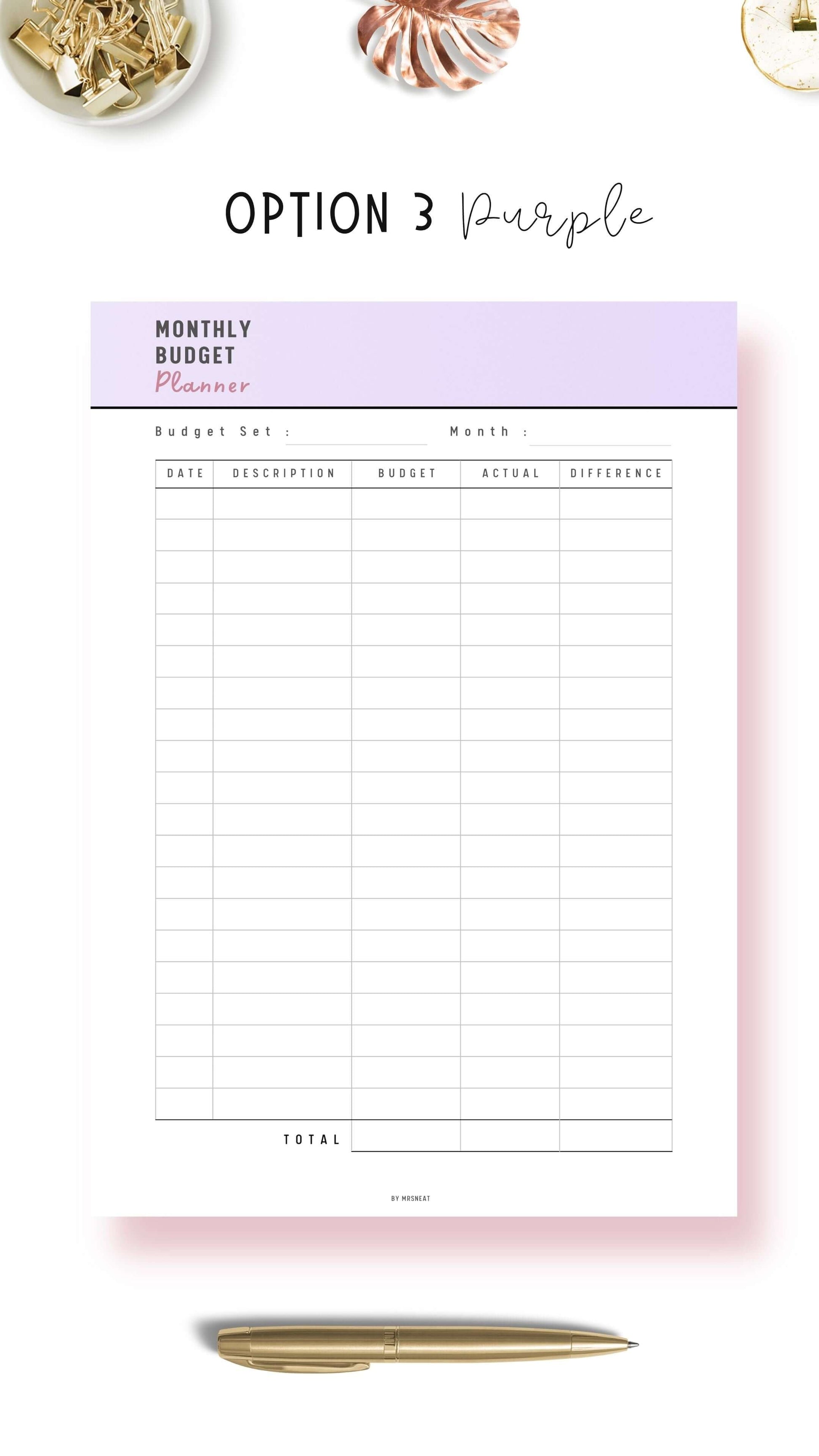 Monthly Budget Planner Printable, Budget Sheet, PDF, A4, A5, Letter, 3 color options