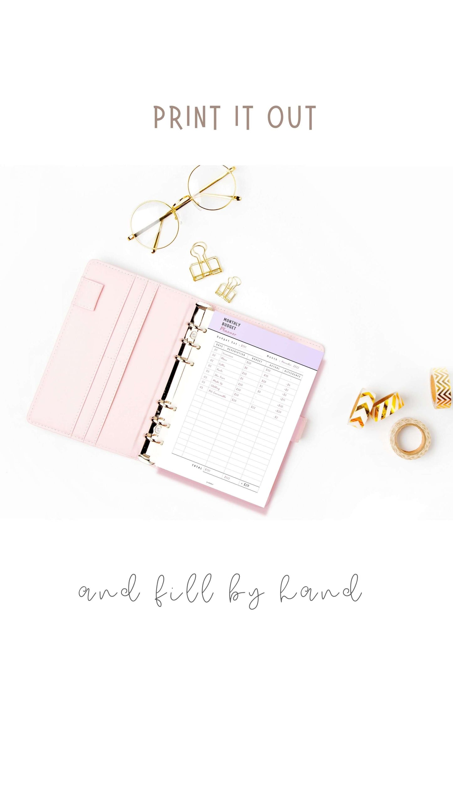 Monthly Budget Planner Printable, Budget Sheet, PDF, A4, A5, Letter, 3 color options