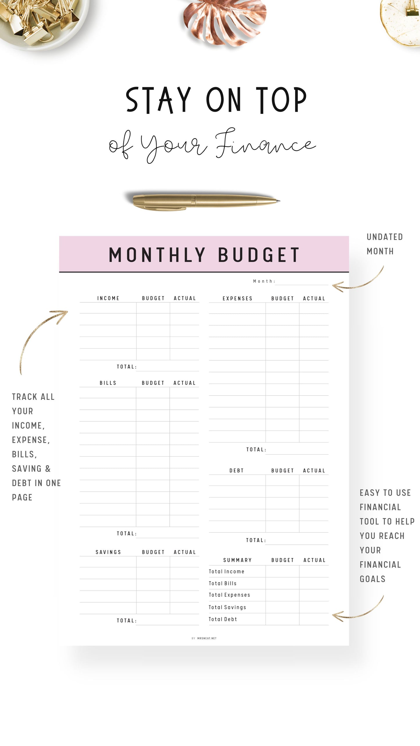 Monthly Budget Planner Template Printable