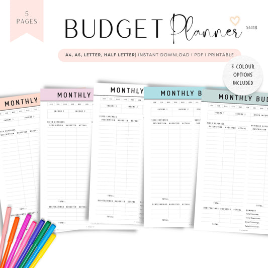 Monthly Budget Template Printable