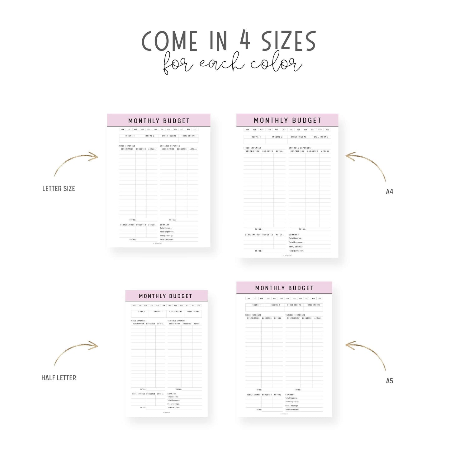 Monthly Budget Template Printable - M418