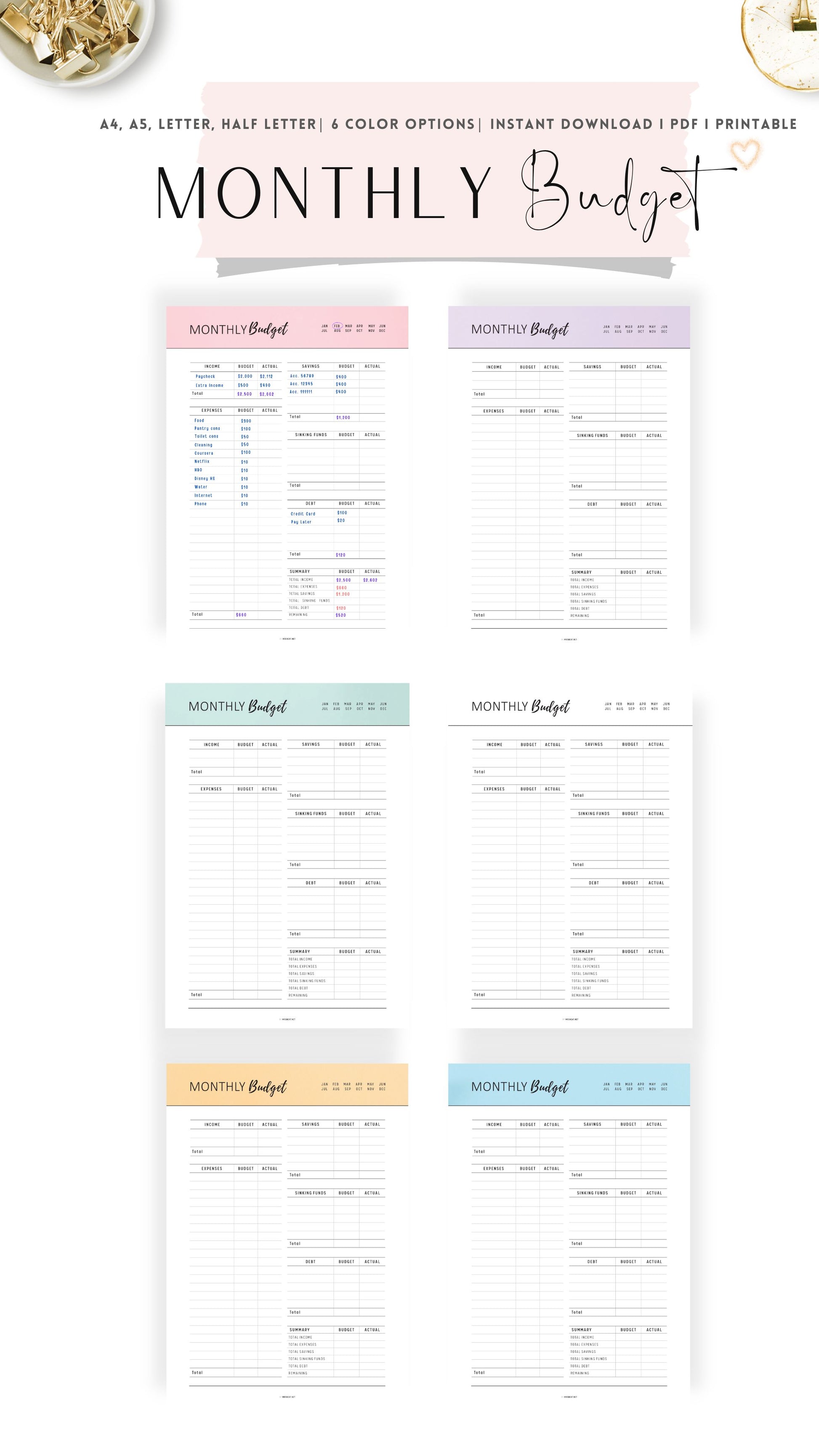 Colorful Monthly Budget Tracker Template