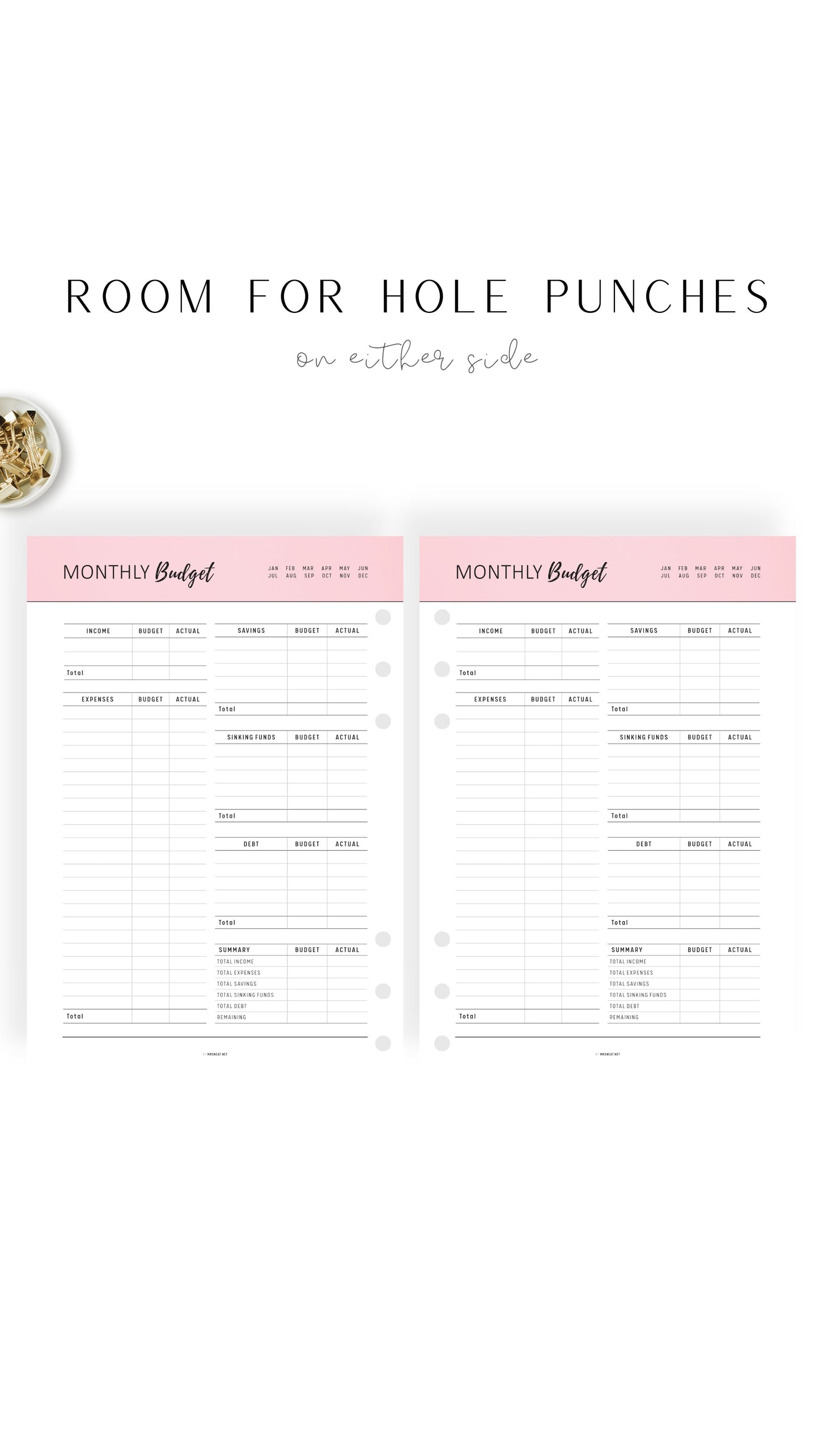 Pink Blush Printable Monthly Budget Tracker Template