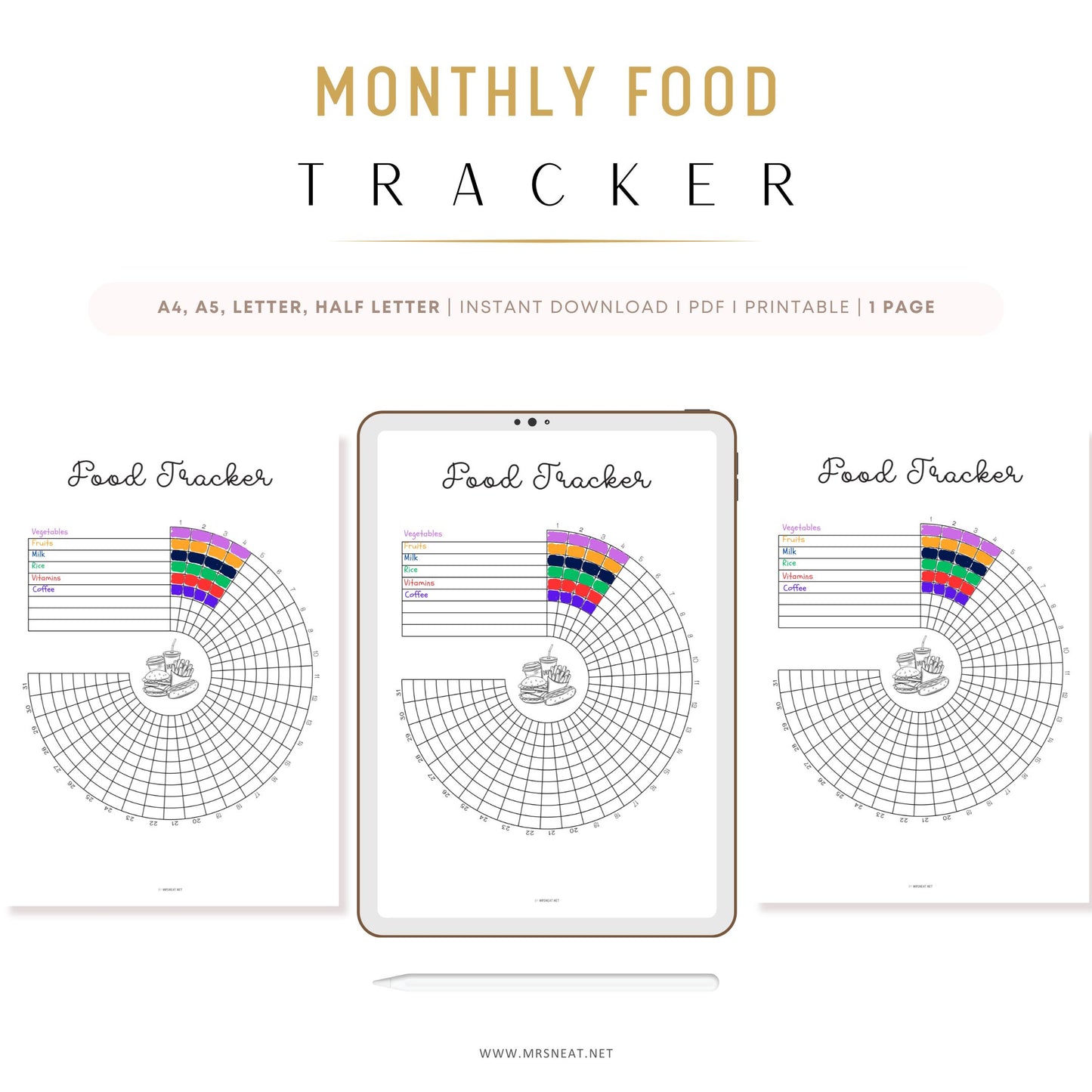 Fast Food Tracker PRINTABLE Journal Page, Planner Page, Health Tracker, Takeout Tracker, Eating Tracker, Fitness Tracker, Food Log, A4, A5, Letter, Half Letter