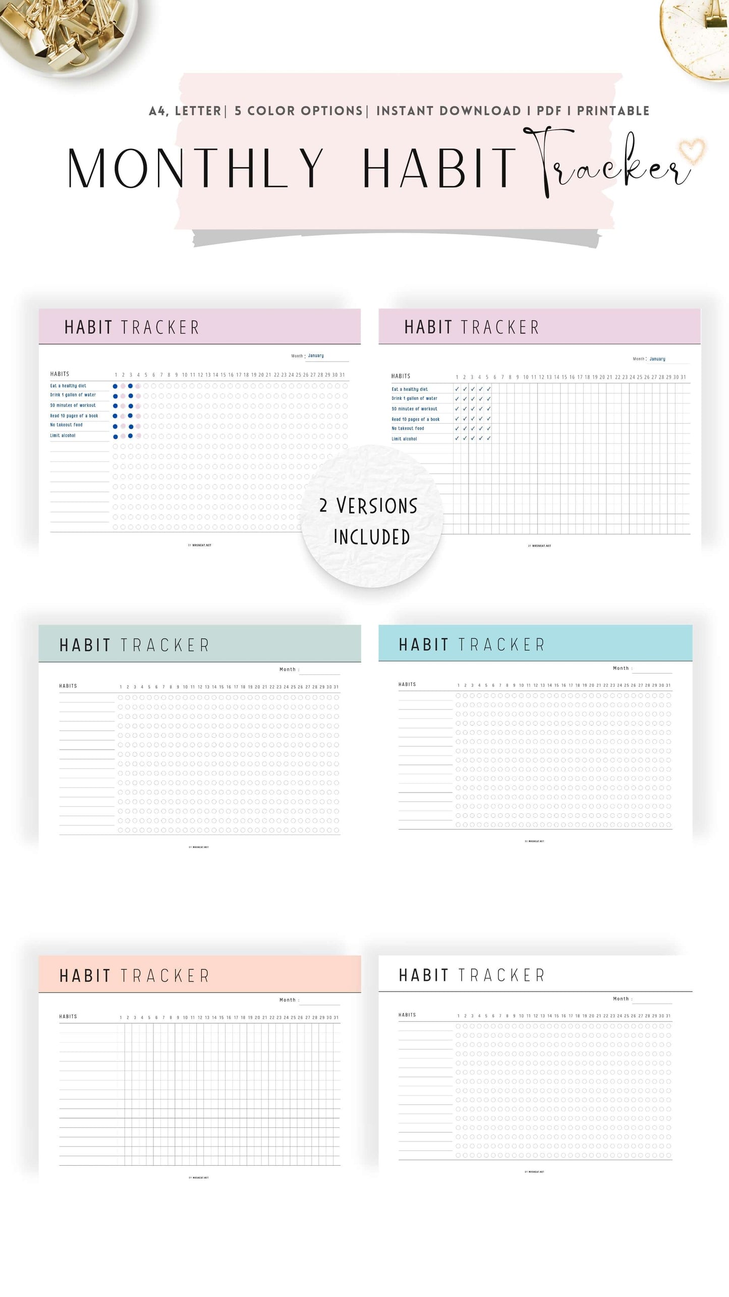 Colorful Monthly Habit Tracker Printable