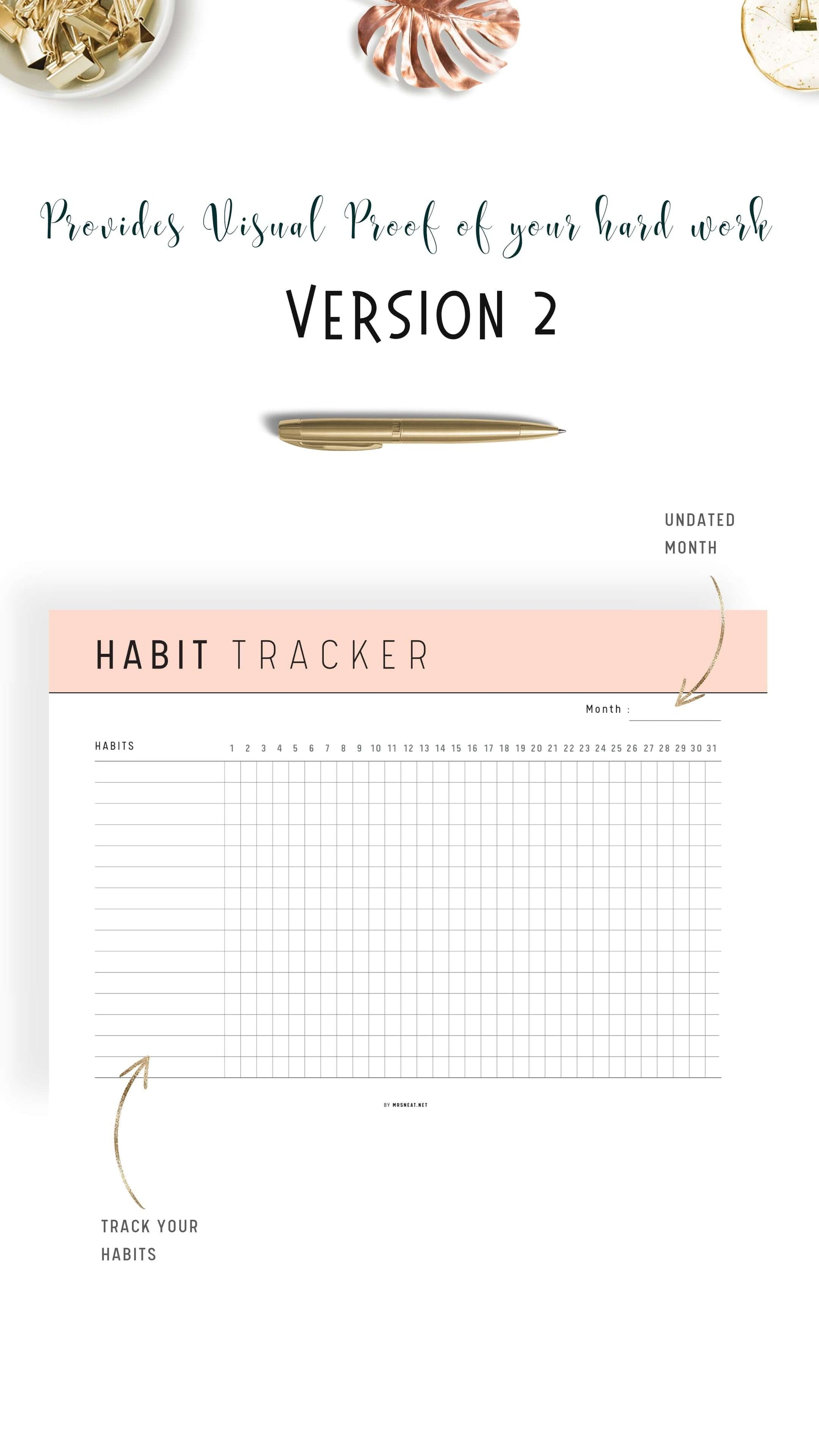 Peach Monthly Habit Tracker Printable