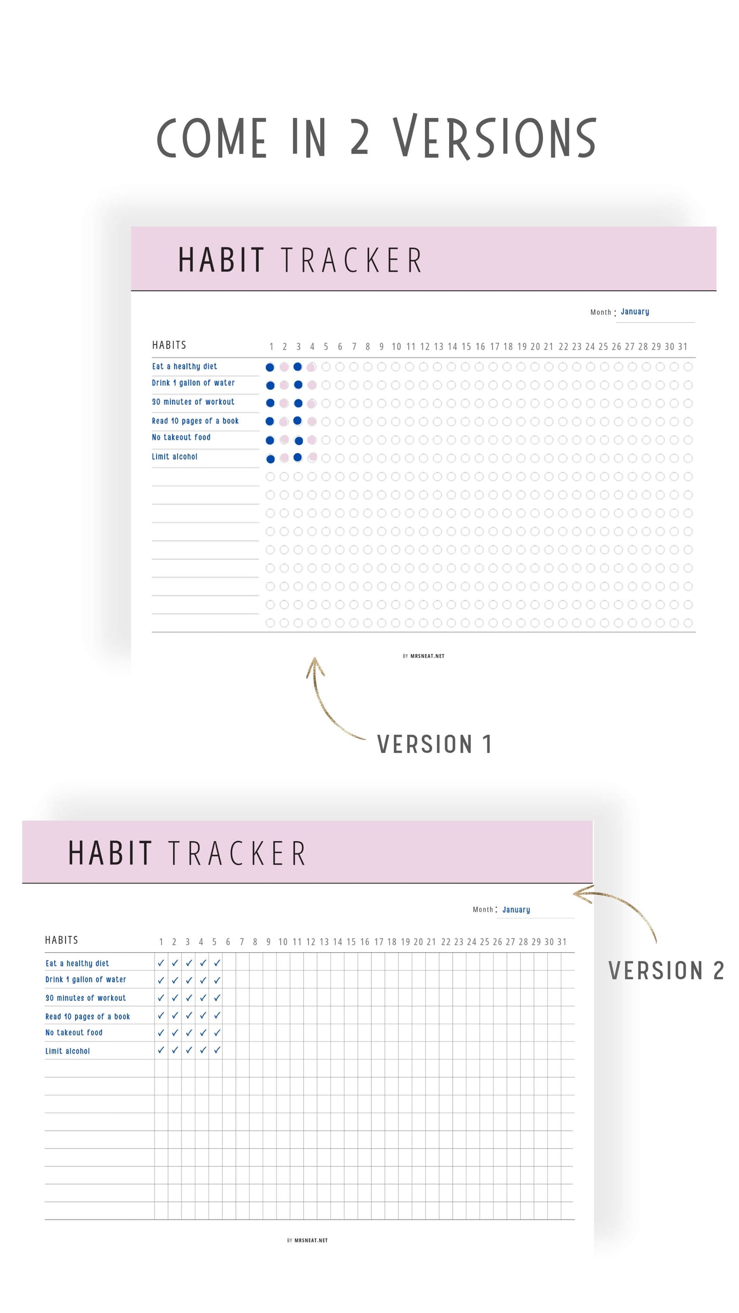 Letter, A4 Monthly Habit Tracker Printable