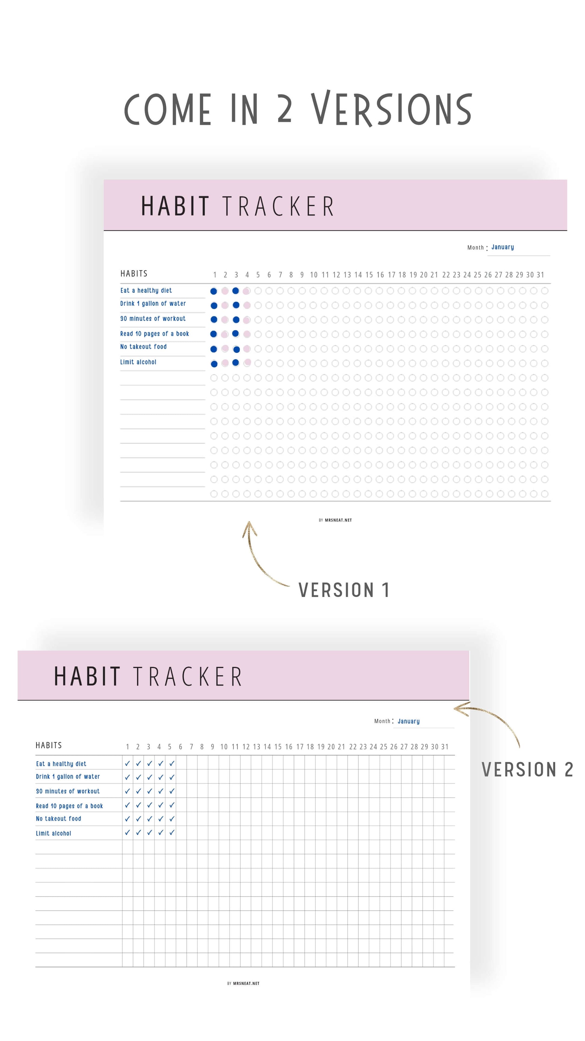 Letter, A4 Monthly Habit Tracker Printable