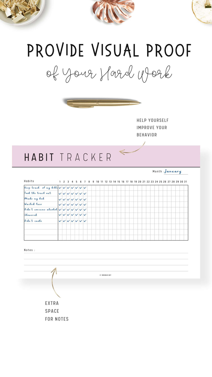 Monthly Habit Tracker Template Printable M270 mrsneat