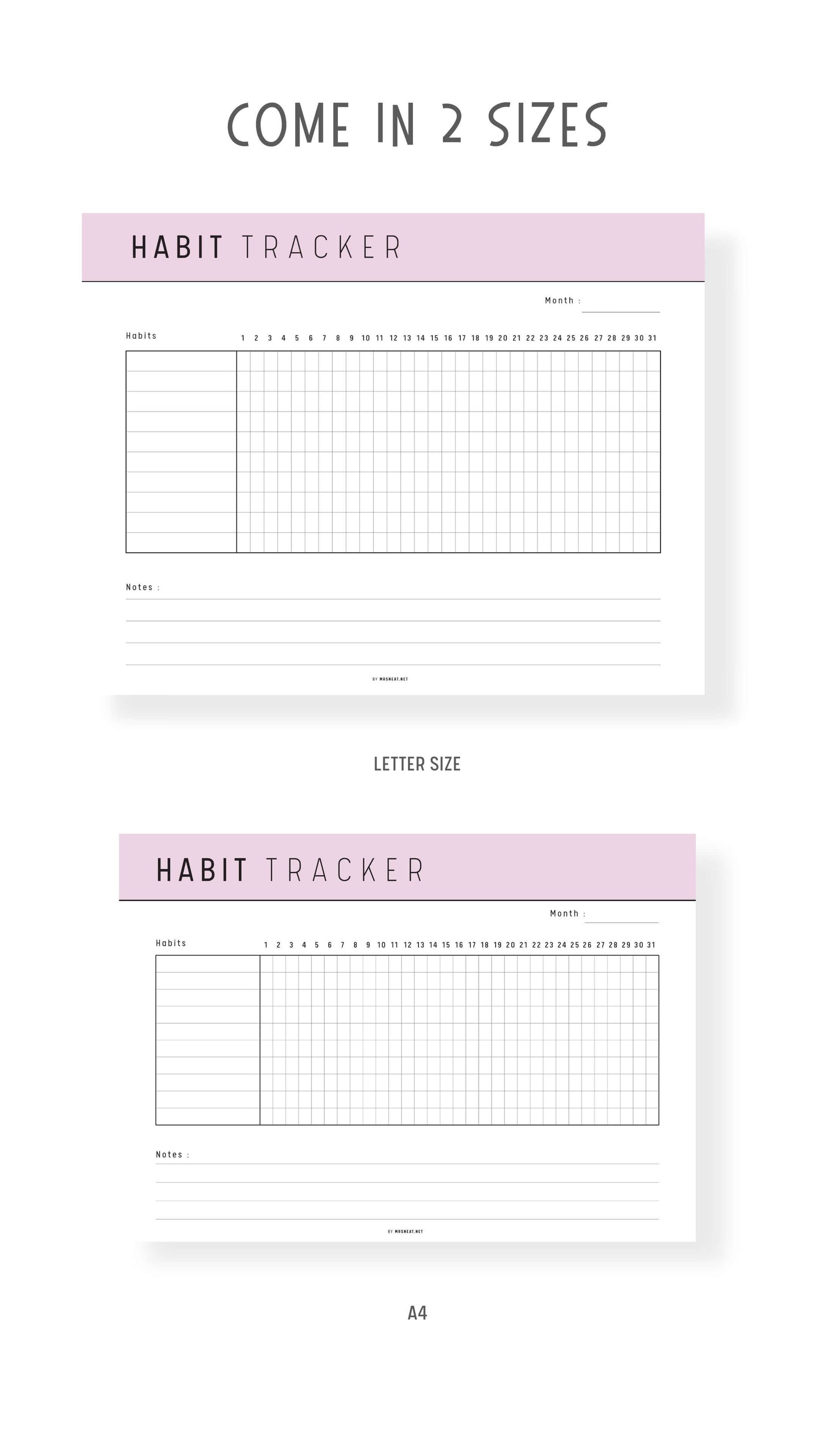 Monthly Habit Tracker Template Printable mrsneat