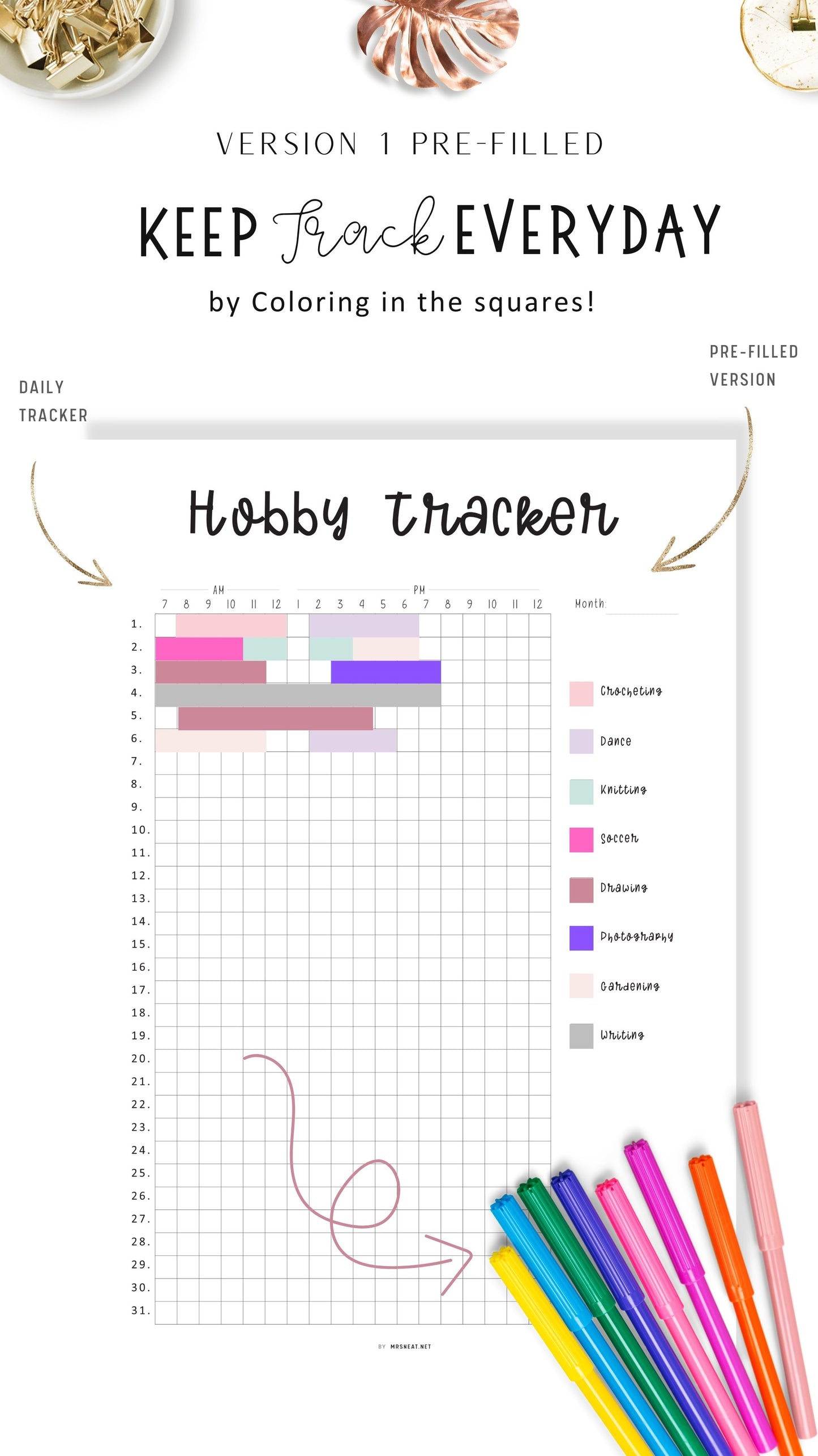 Daily Hobby Tracker Template PDF