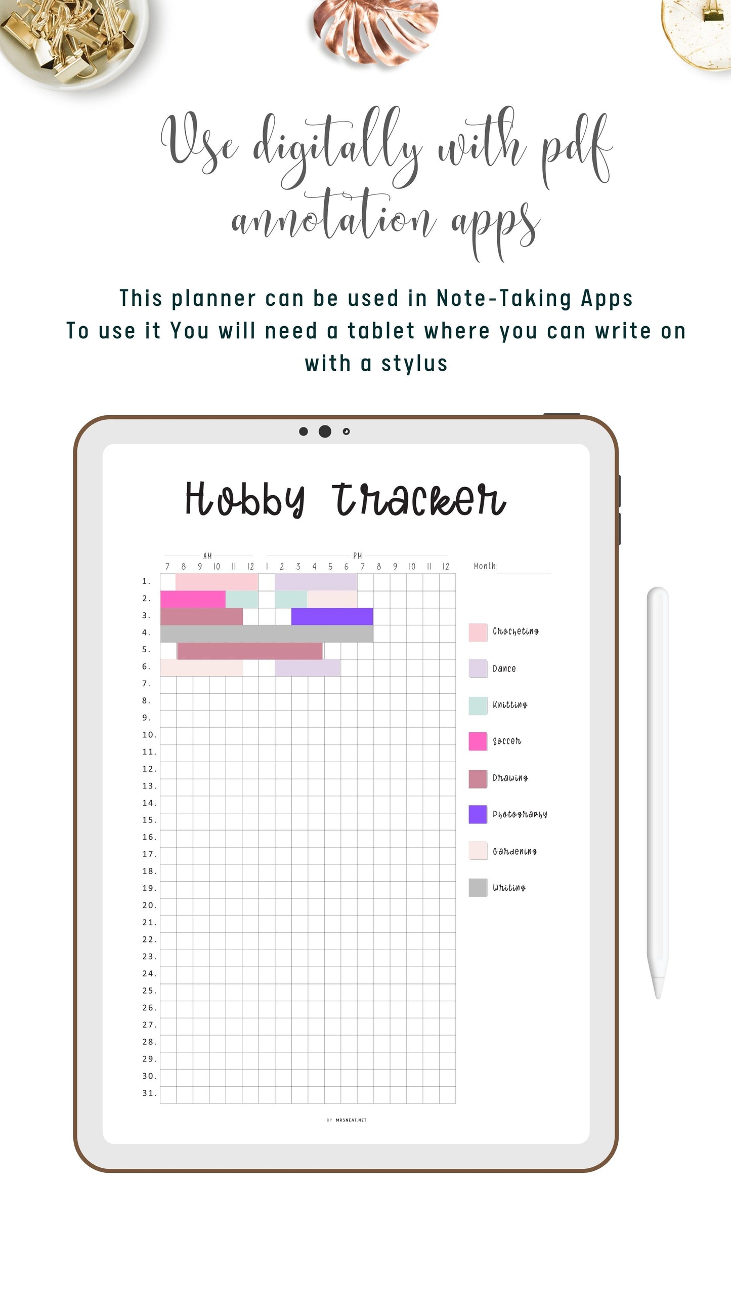 Digital Daily Hobby Tracker Template PDF