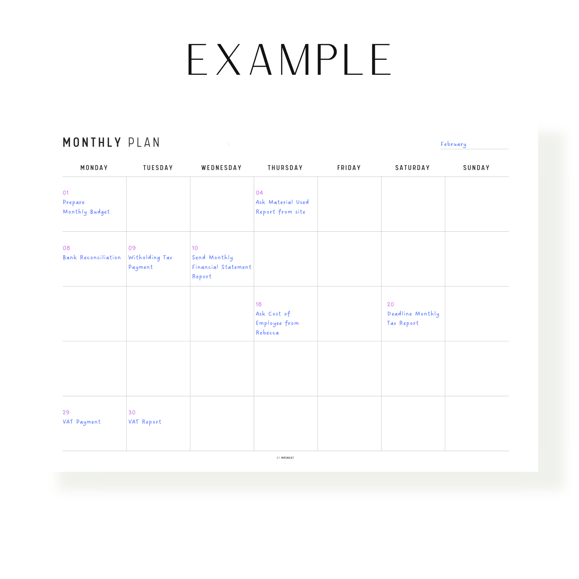 Monthly Planner Printable