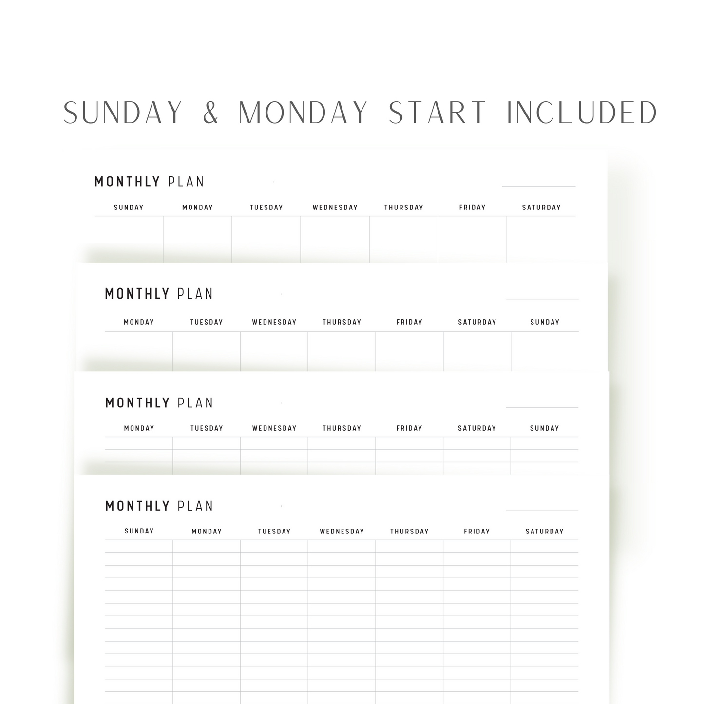 Monthly Planner Printable A4