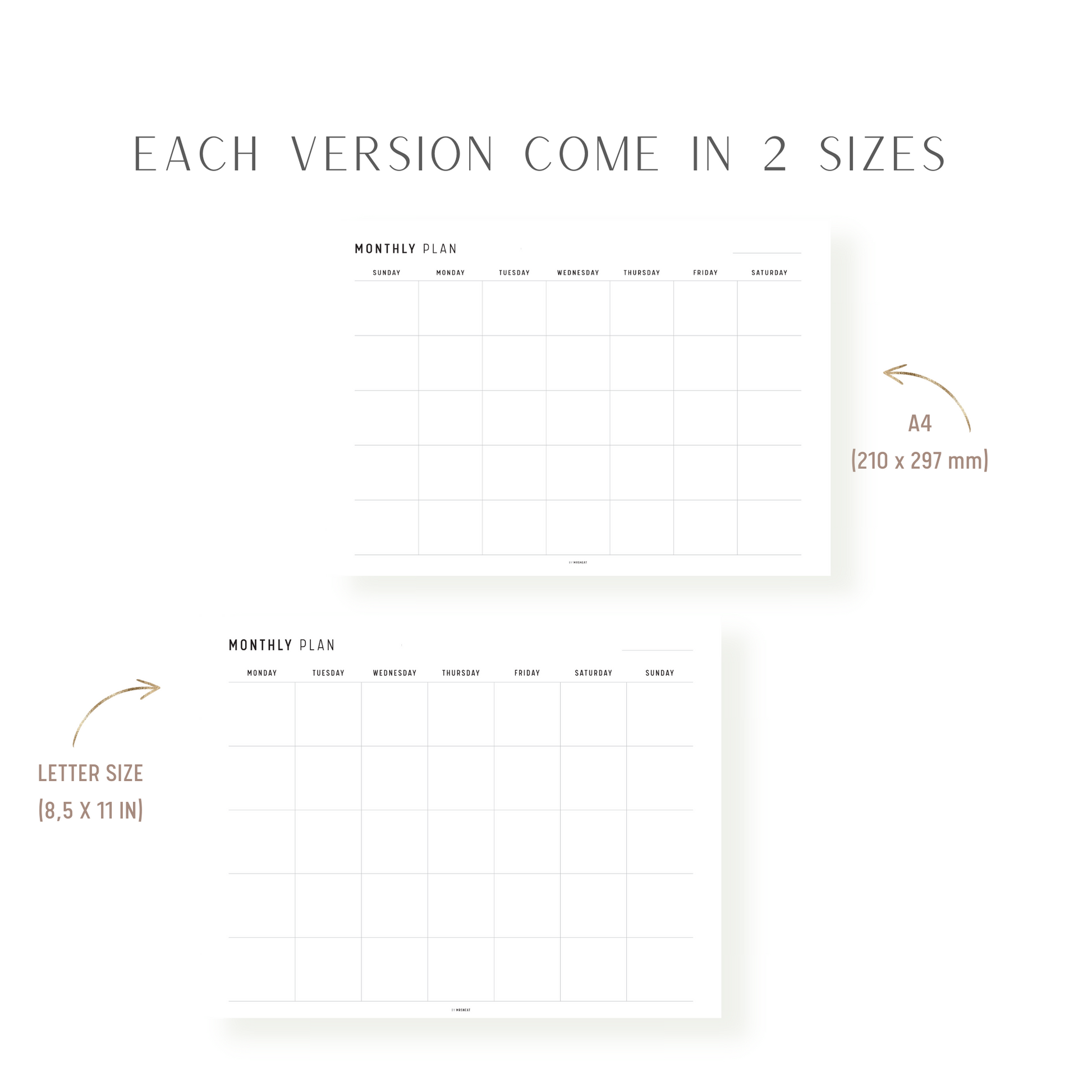 Undated Monthly Planner Printable