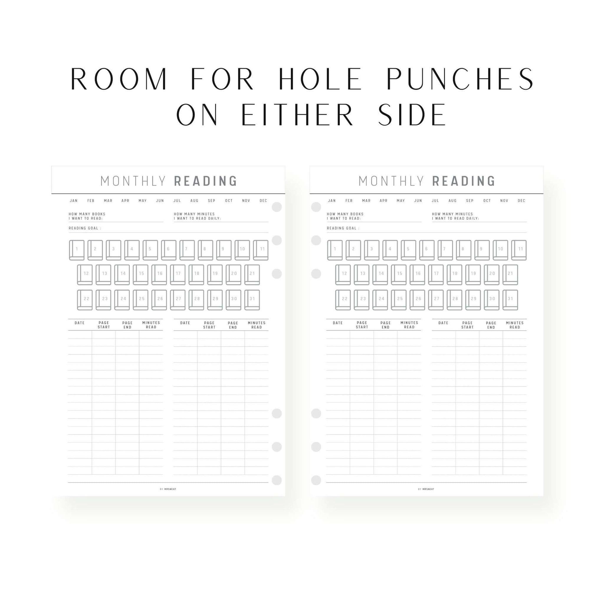 Monthly Reading Tracker Template Printable mrsneat