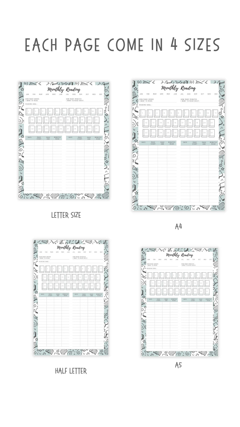 Monthly Reading Tracker Template Printable mrsneat