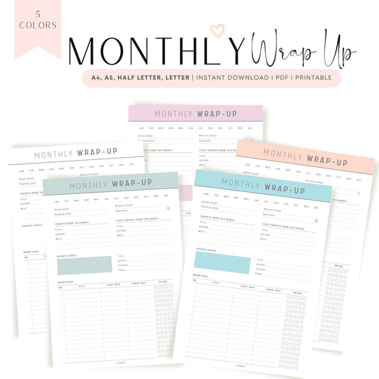 Colorful Monthly Reading Wrap Up Template Printable