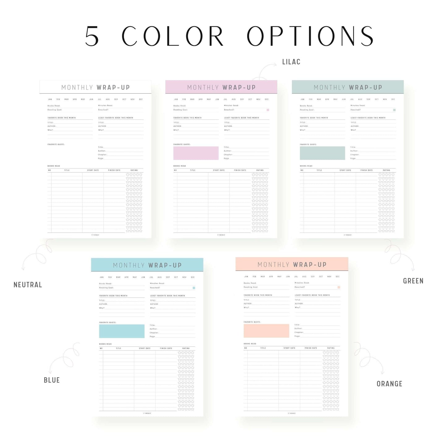 Monthly Reading Wrap Up Template mrsneat