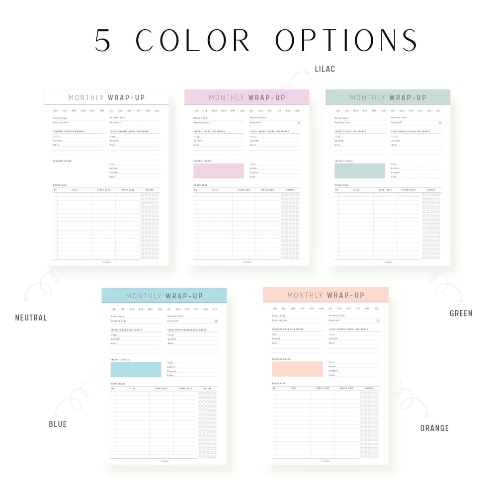 Monthly Reading Wrap Up Template M222 mrsneat