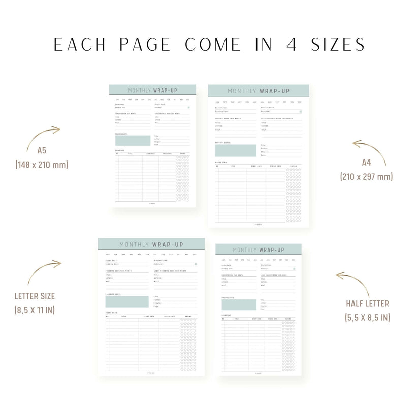 Monthly Reading Wrap Up Template PRINTABLE M222 mrsneat