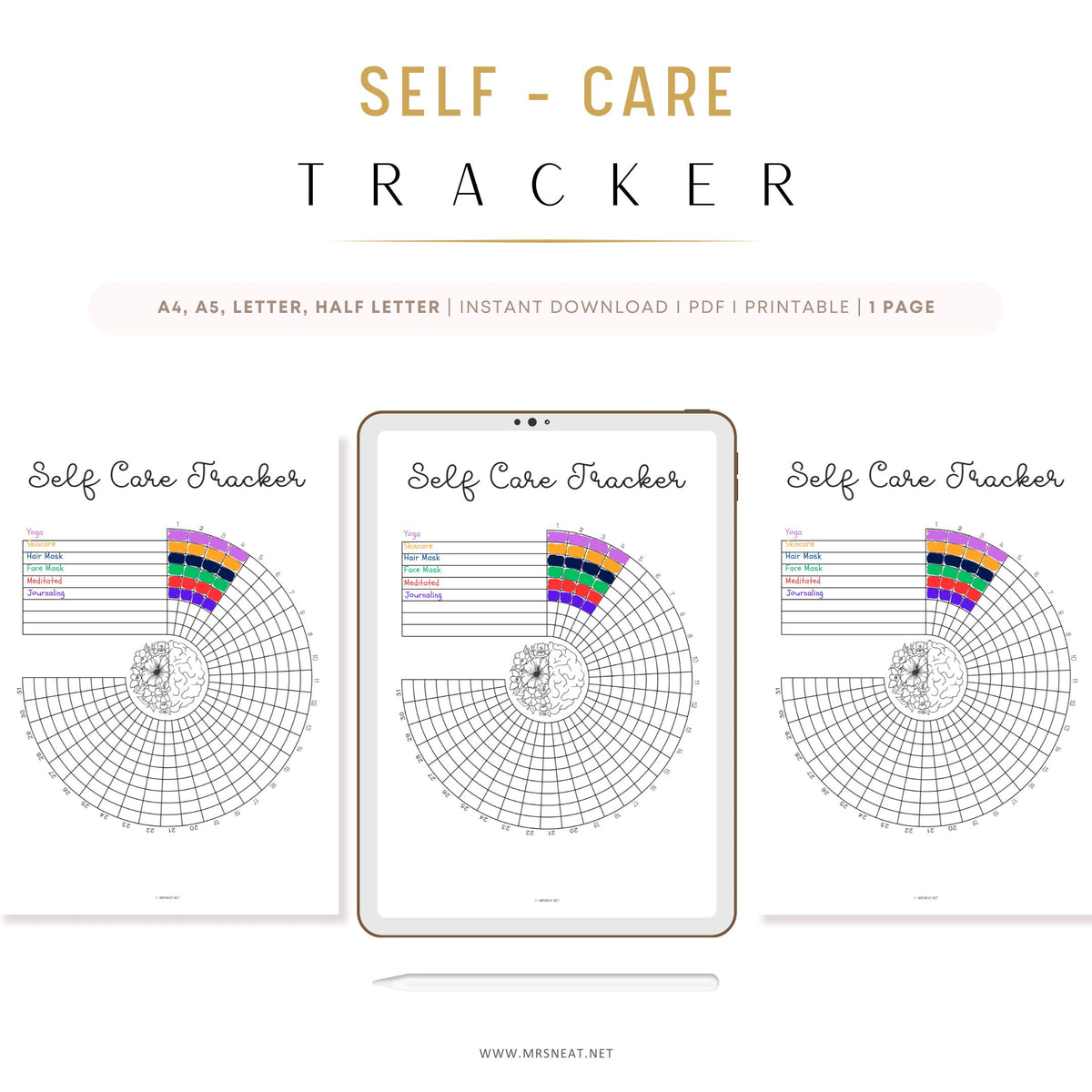 Self Care Tracker Wheel Printable - M547 – mrsneat