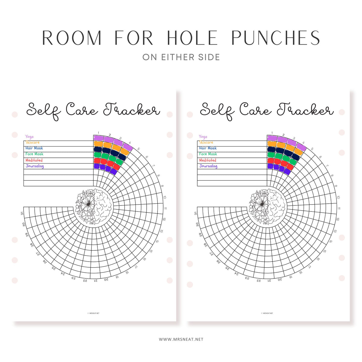 Self Care Tracker Wheel Printable - M547 – mrsneat