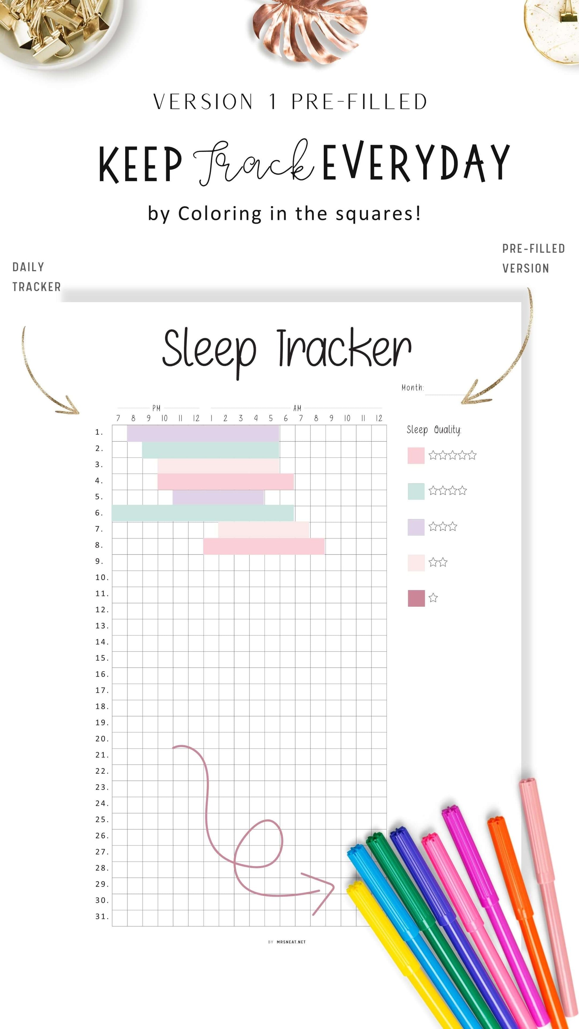 Printable Sleep Quality Bullet Journal