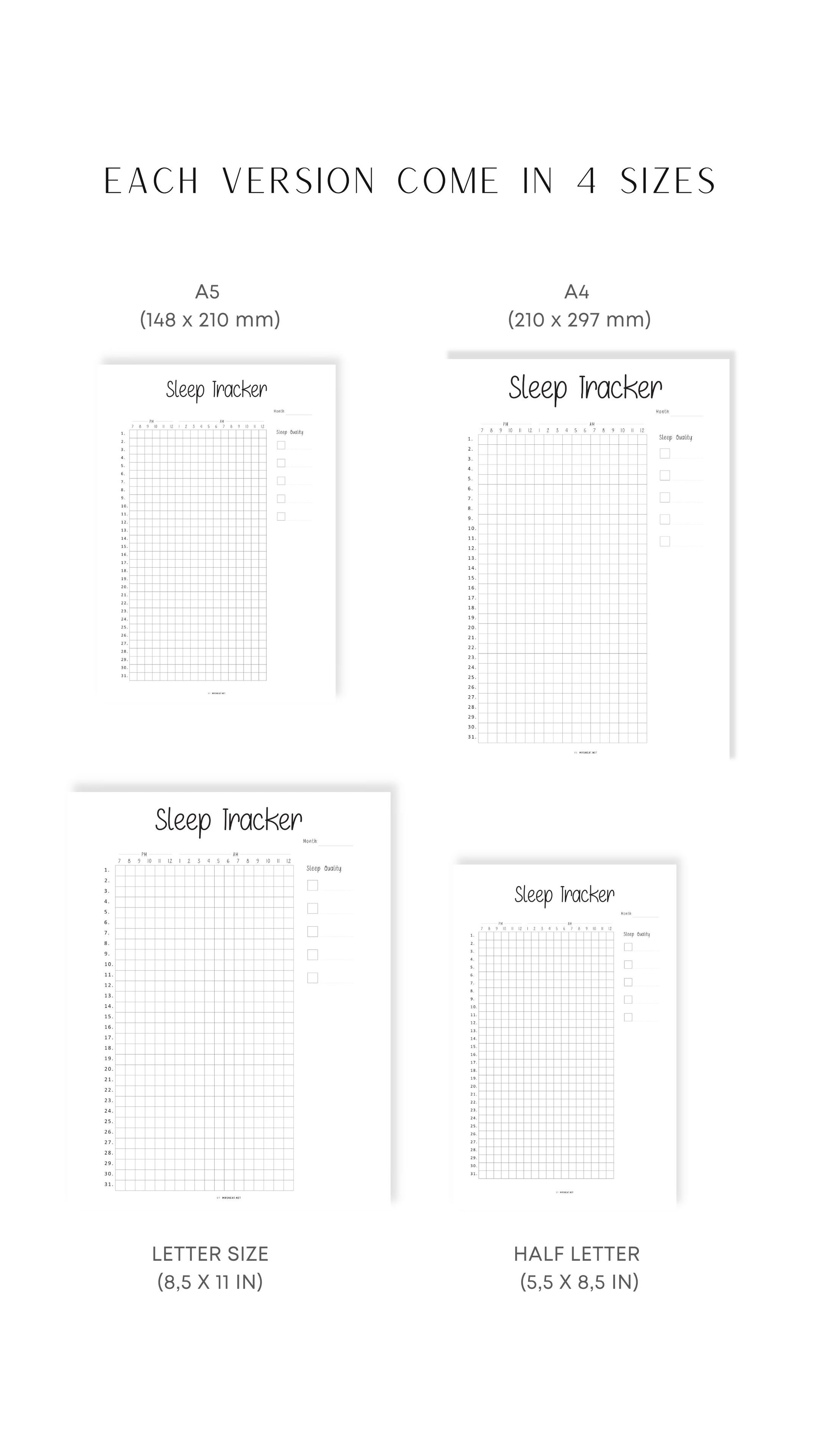 Printable Sleep Quality Journal Insert
