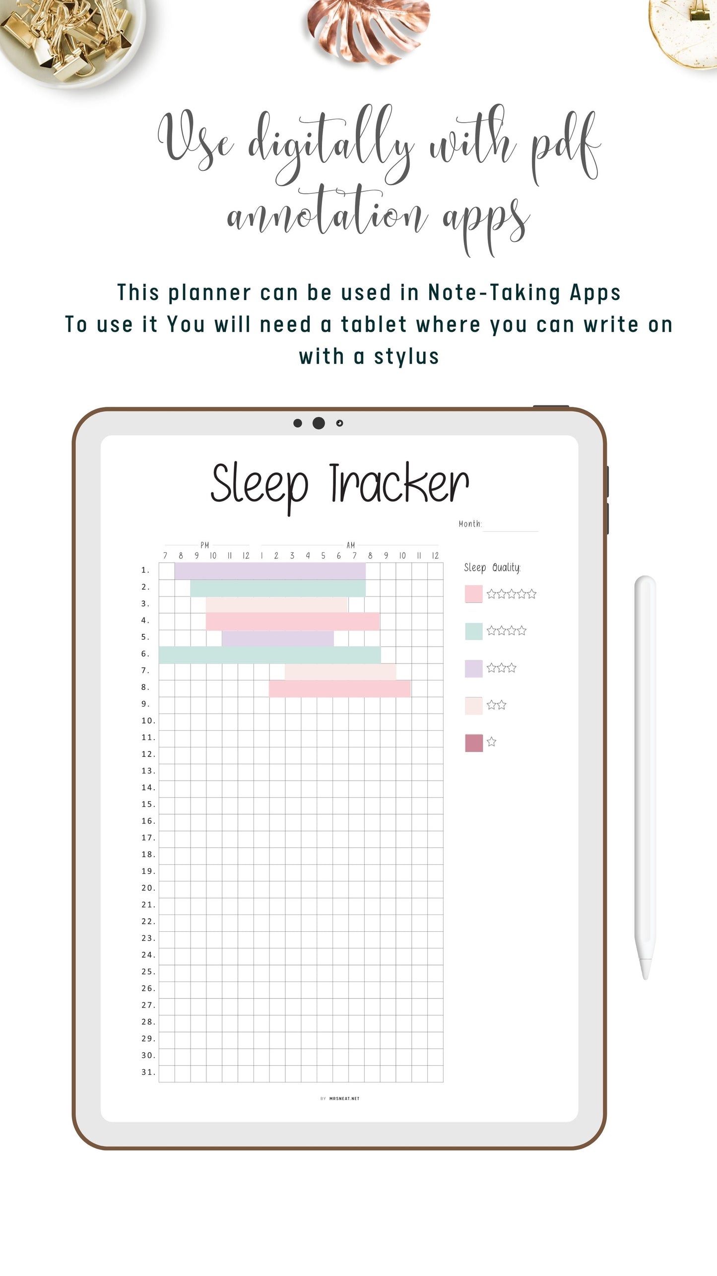 Digital Daily Sleep Quality Tracker Template PDF