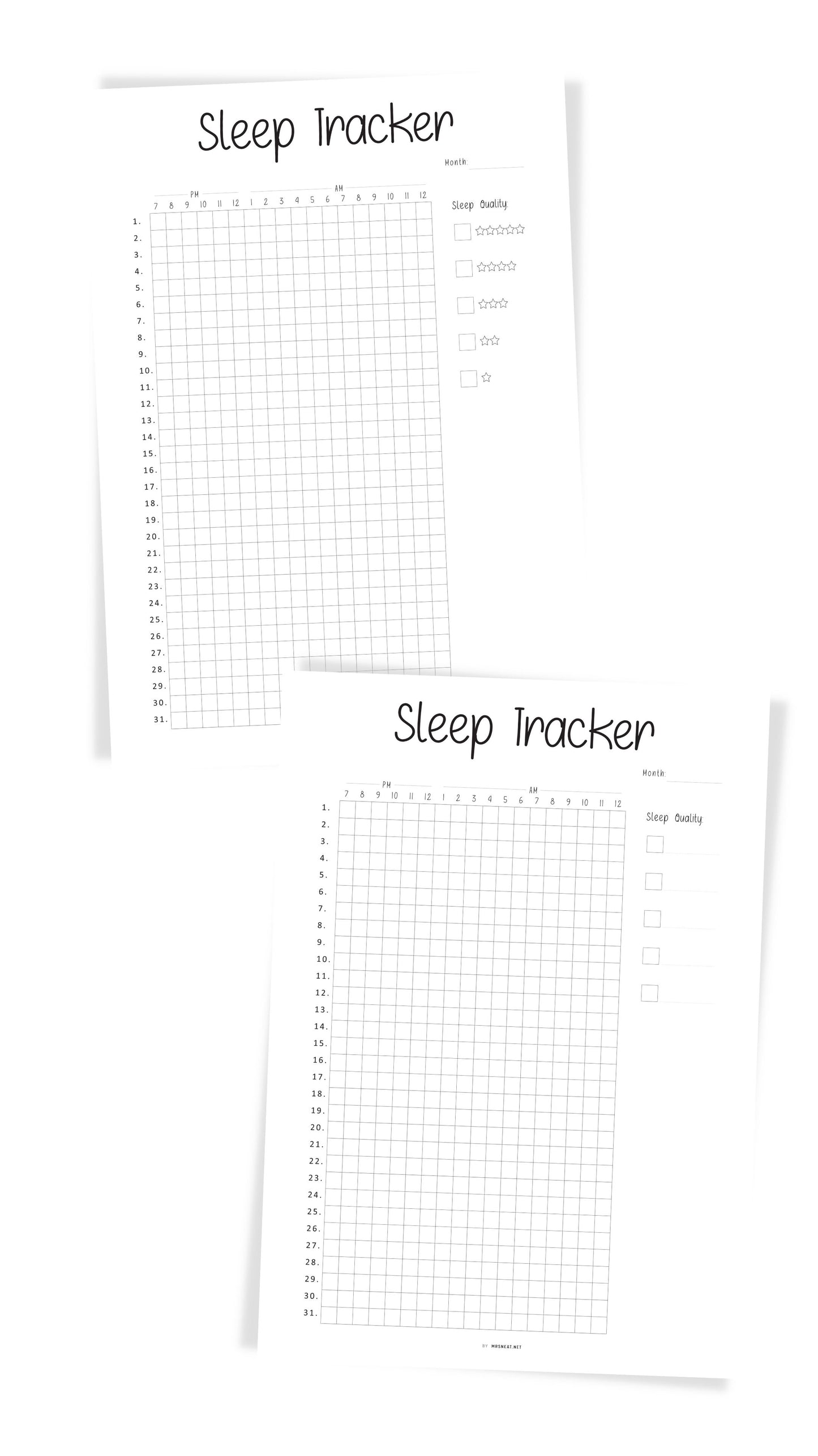Printable Sleep Quality Journal Template PDF