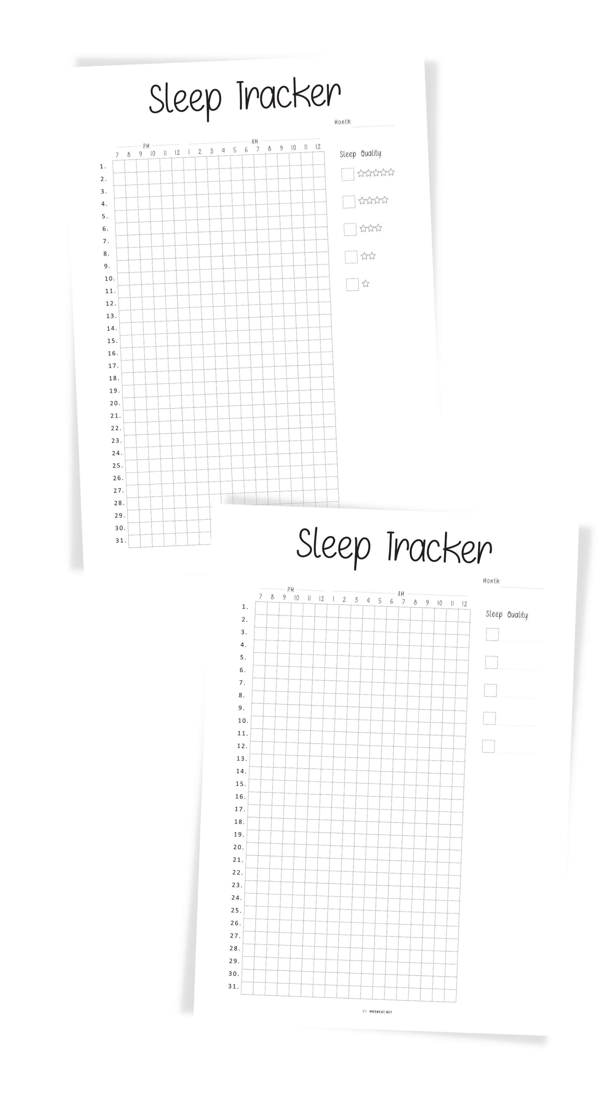 Printable Sleep Quality Journal – mrsneat