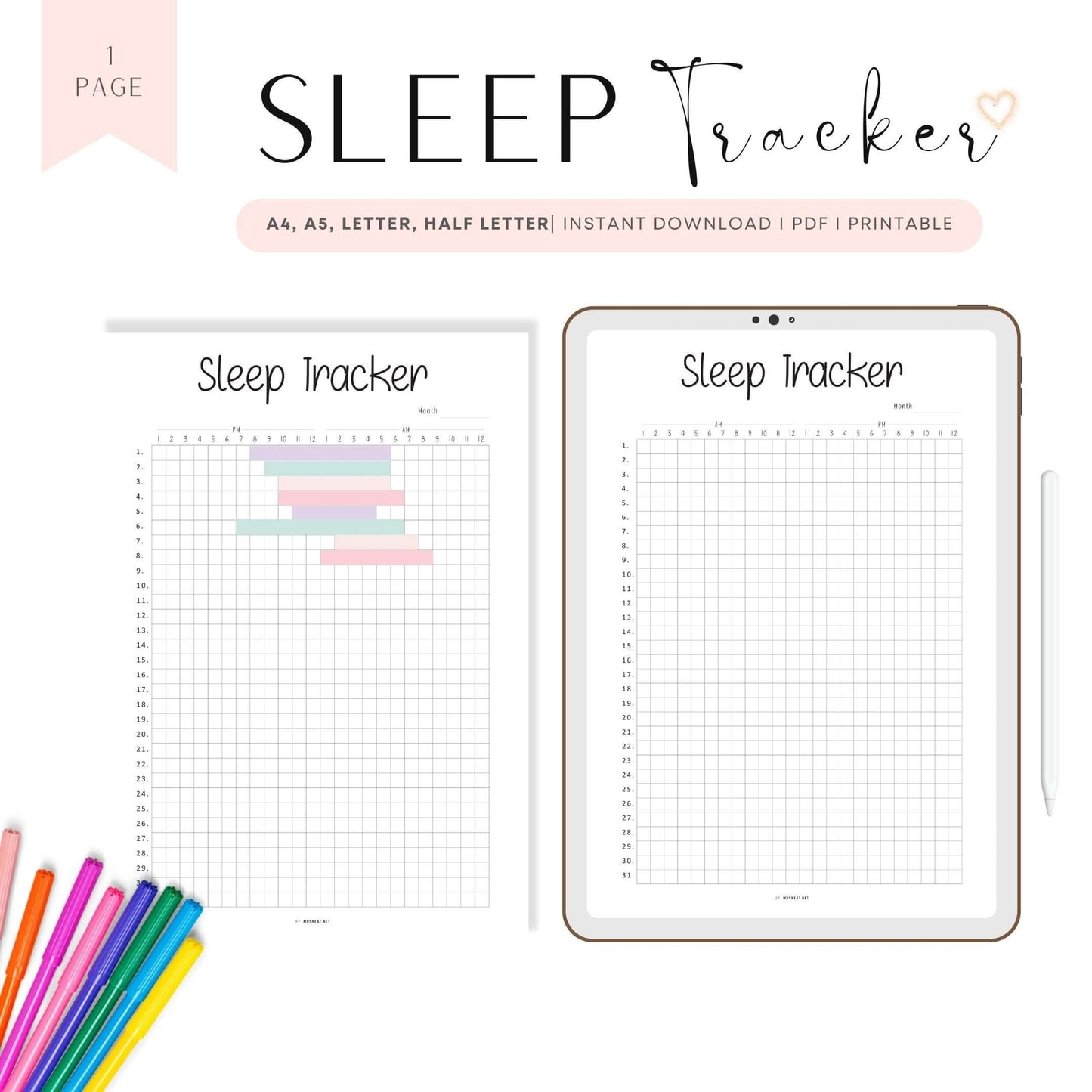 Sleep Tracker Printable Template PDF