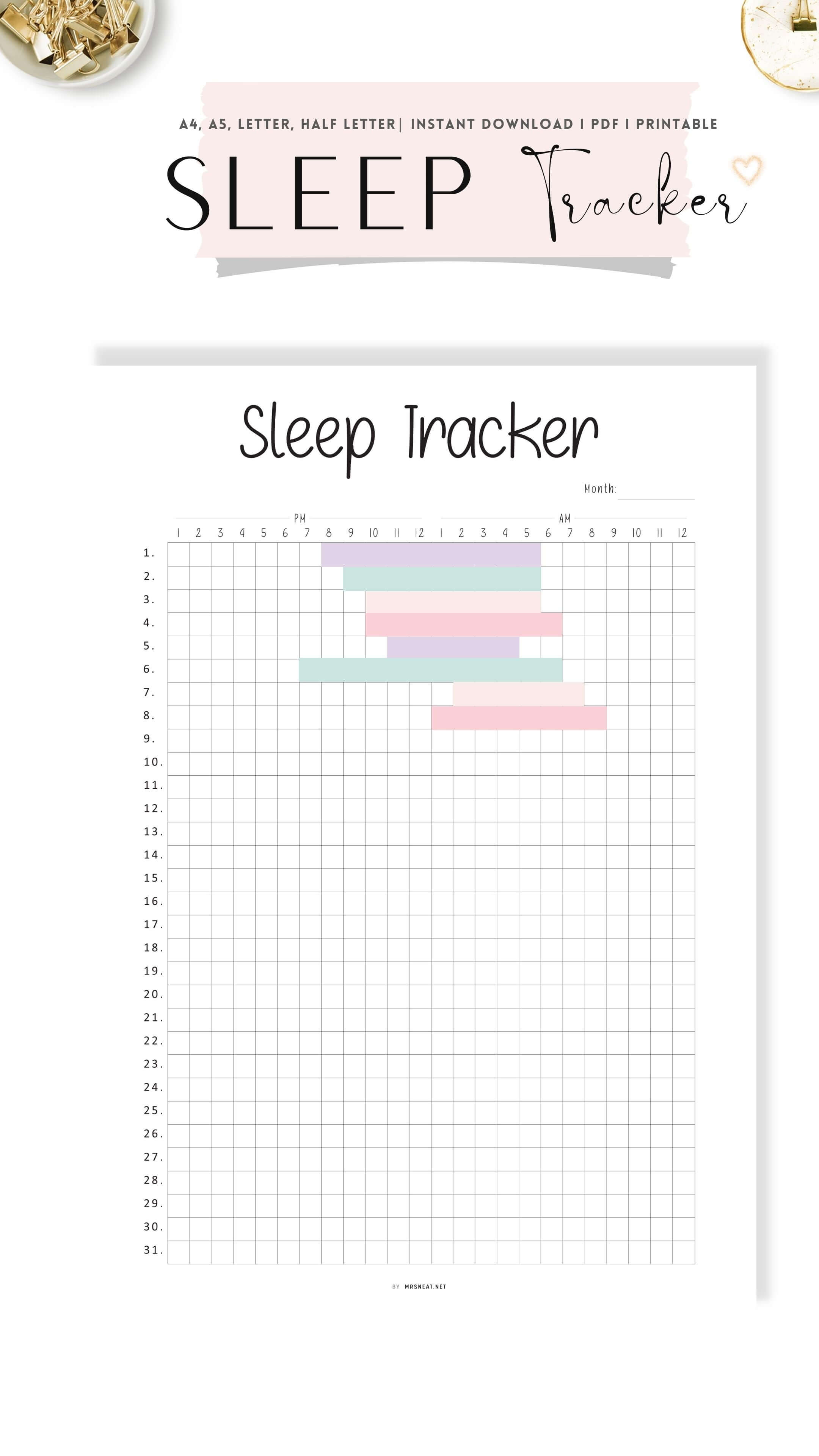 printable sleep tracker - m355 – mrsneat