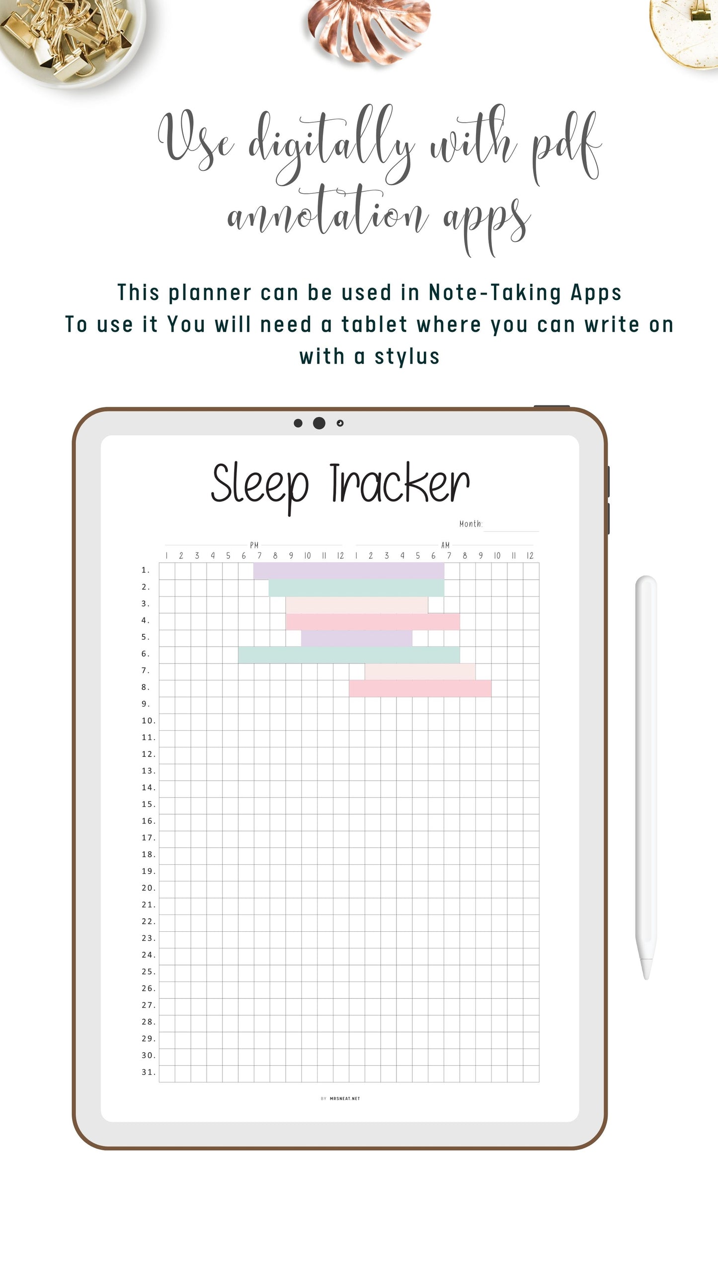 Digital Sleep Tracker Template PDF
