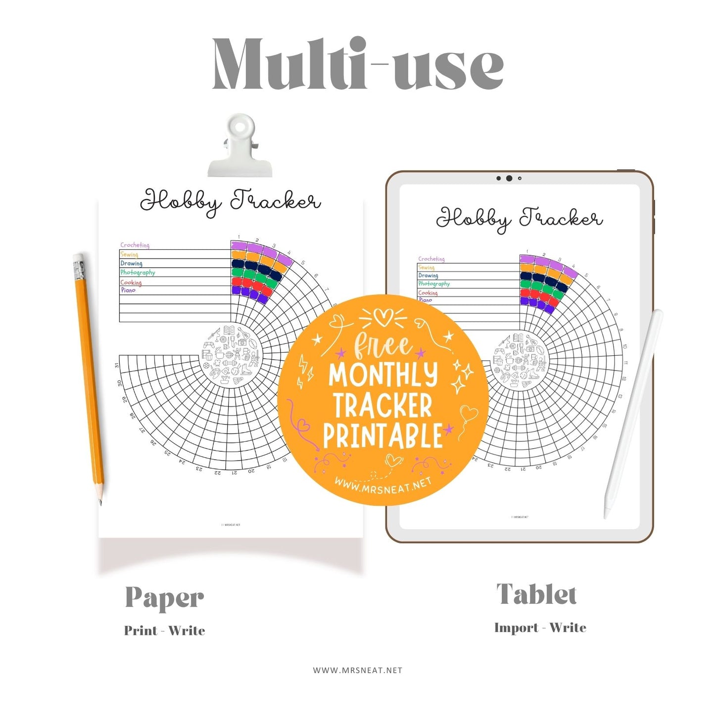 free hobby tracker printable and digital for productivity