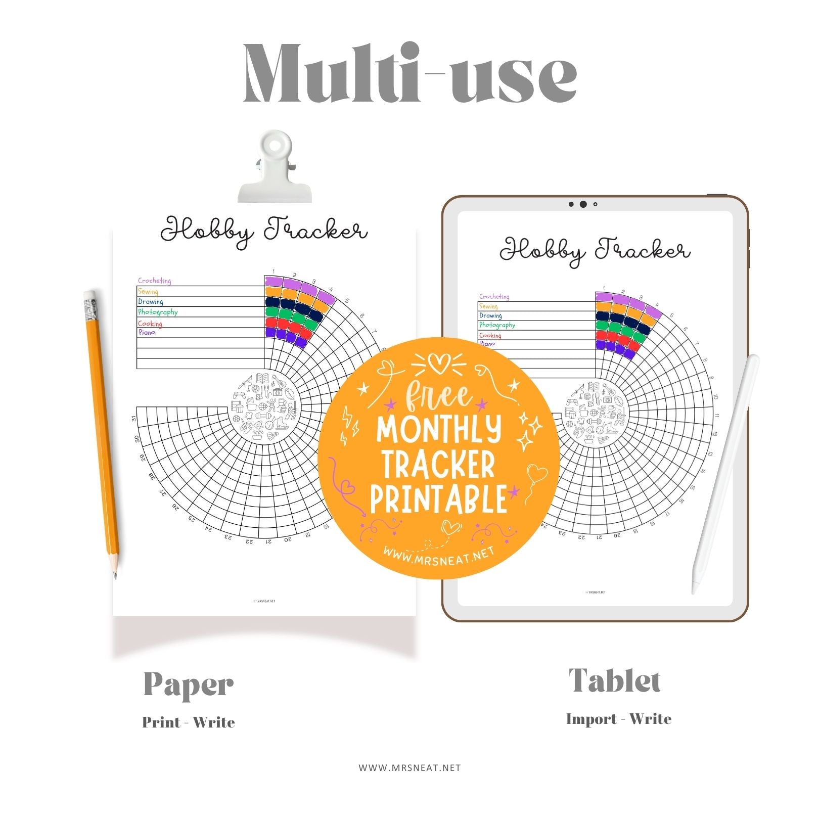 free hobby tracker printable and digital for productivity